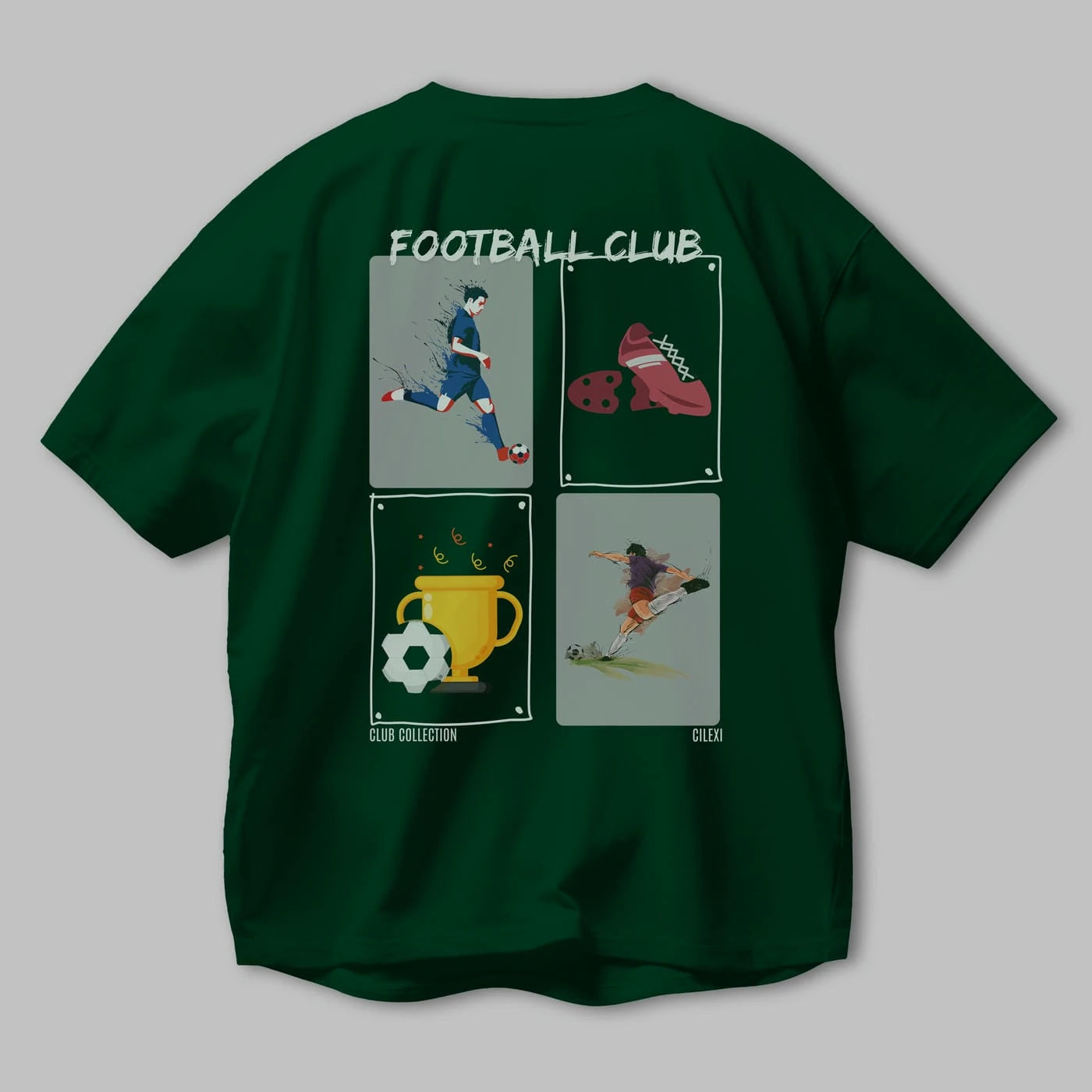 Football Club Arka Baskılı Oversize t-shirt Erkek Kadın %100 Pamuk Bisiklet Yaka tişort