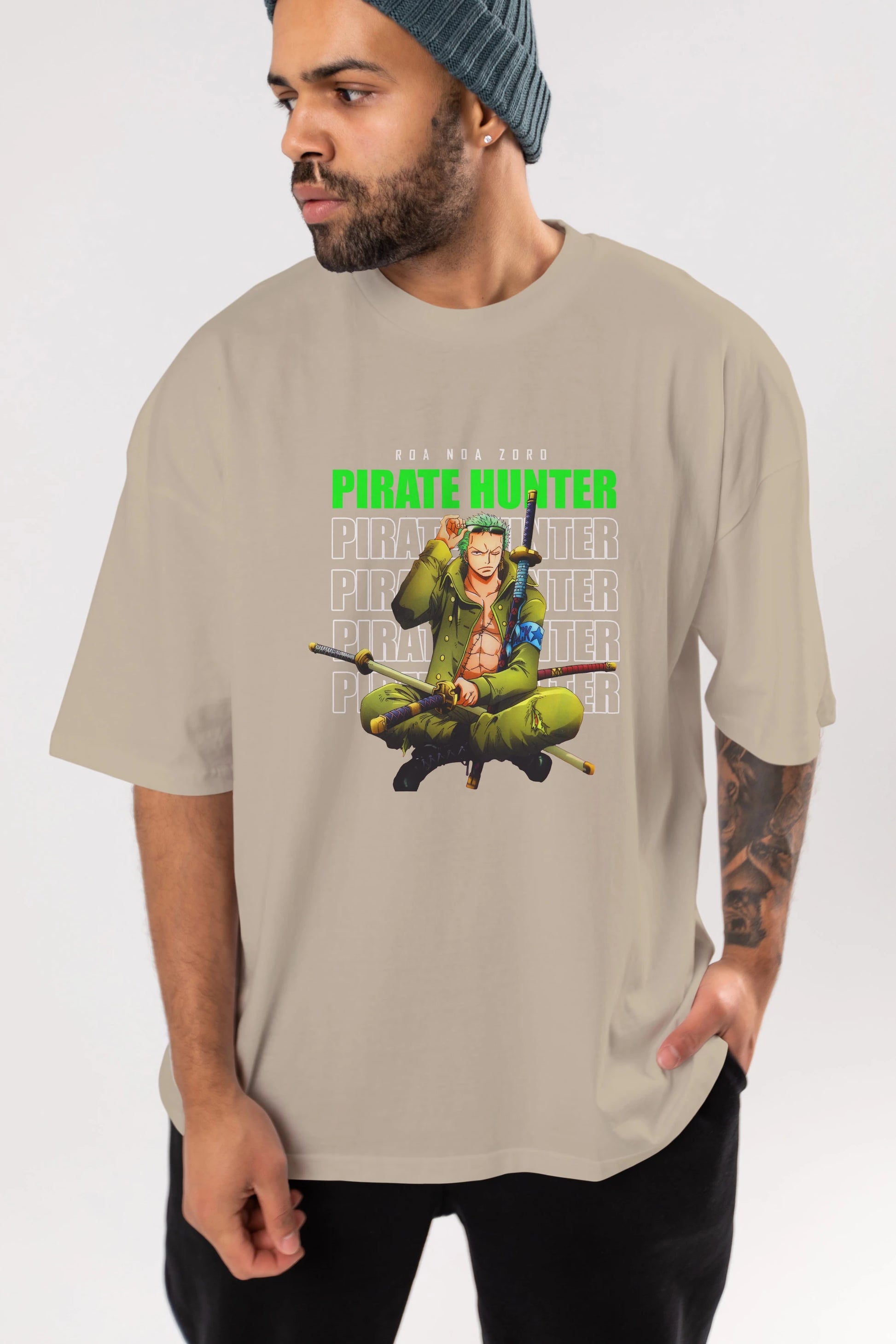 Roronoa Zoro 4 Anime Ön Baskılı Oversize t-shirt Erkek Kadın Unisex