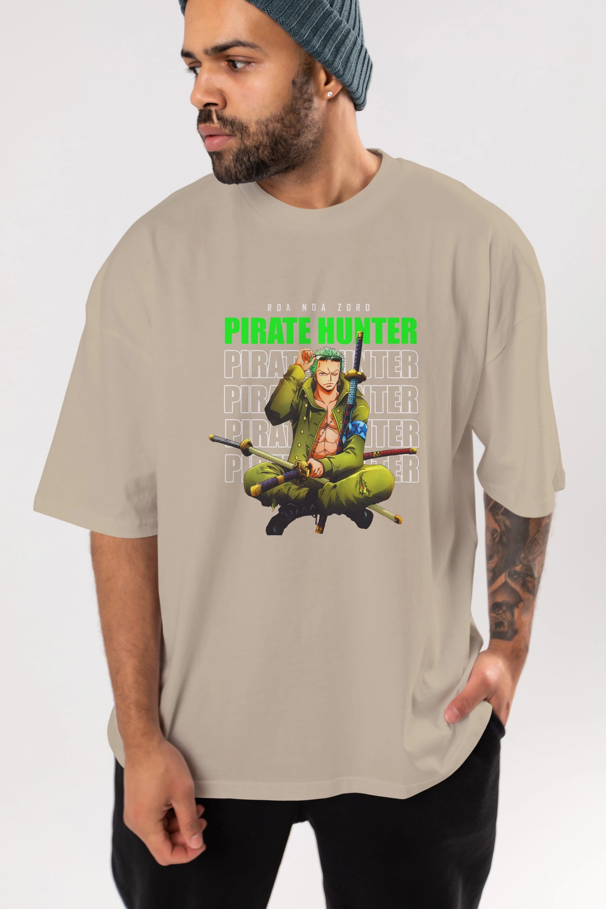 Roronoa Zoro 4 Anime Ön Baskılı Oversize t-shirt Erkek Kadın Unisex