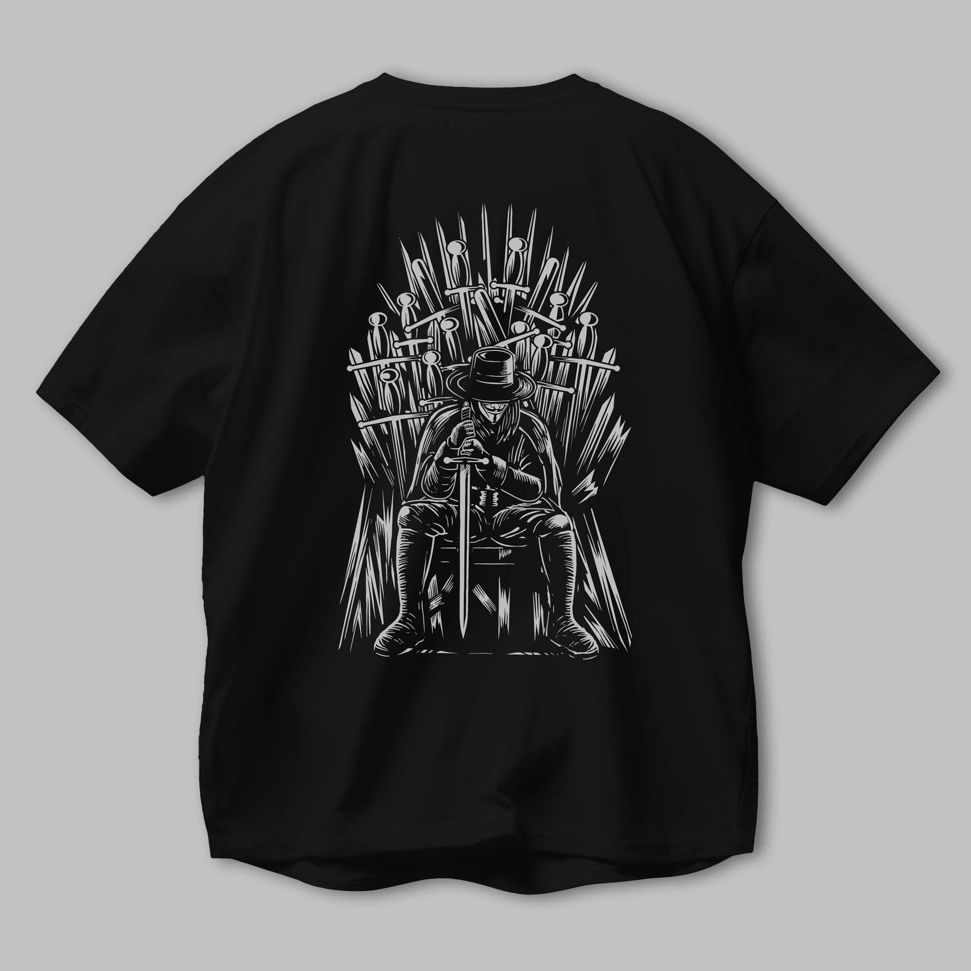 The Thrones Of Vendetta Arka Baskılı Oversize t-shirt Erkek Kadın Unisex %100 Pamuk