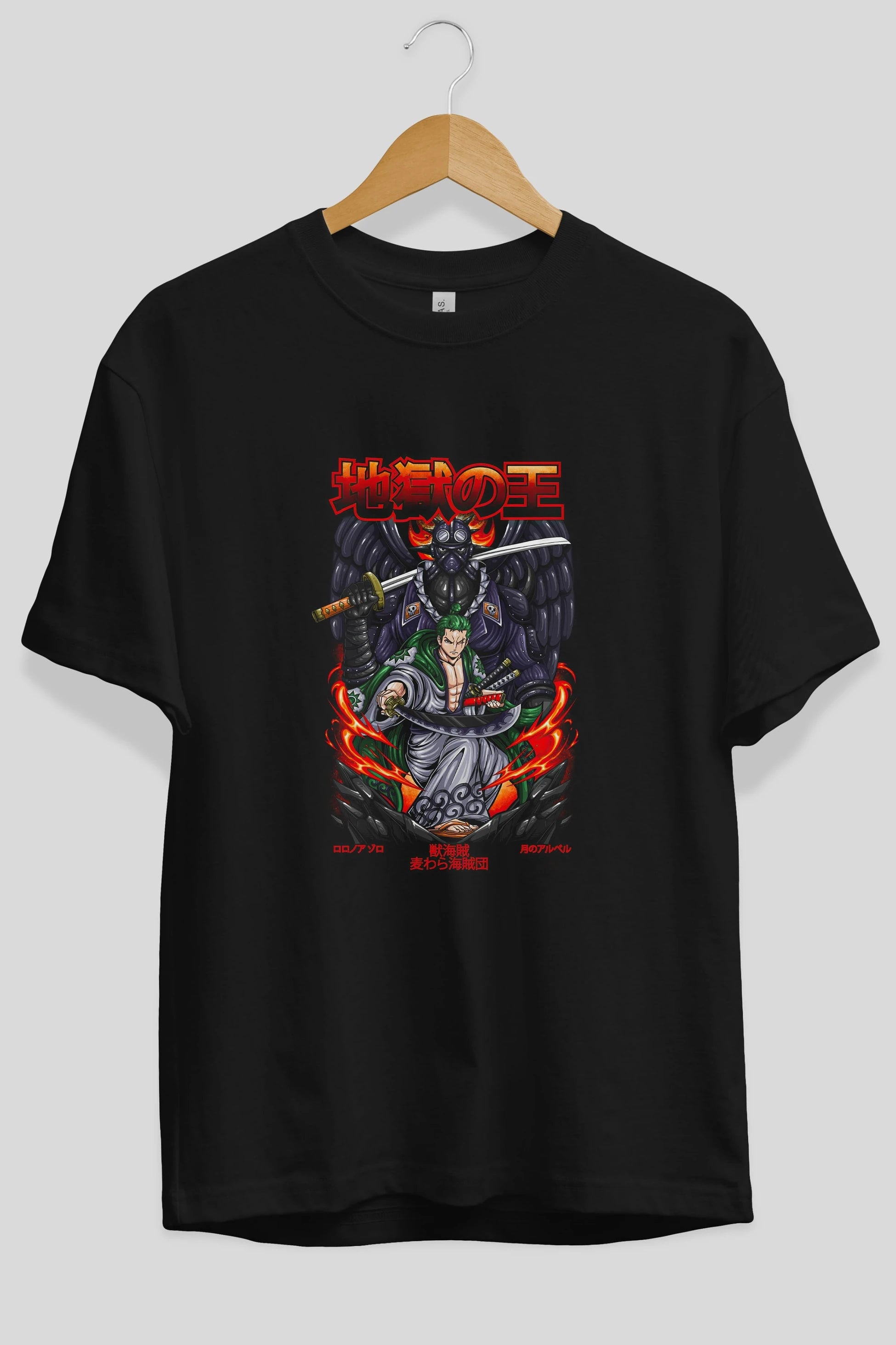 Roronoa Zoro 4 Anime Ön Baskılı Oversize t-shirt %100 pamuk Erkek Kadın Unisex