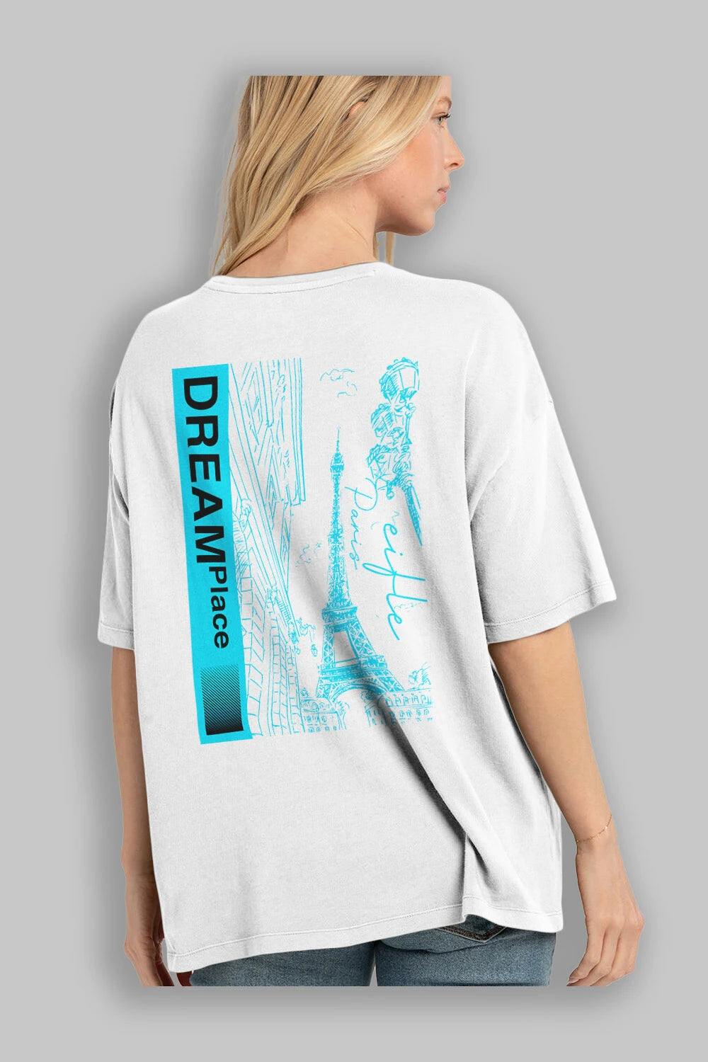 Dream Place Arka Baskılı Oversize t-shirt Erkek Kadın Unisex
