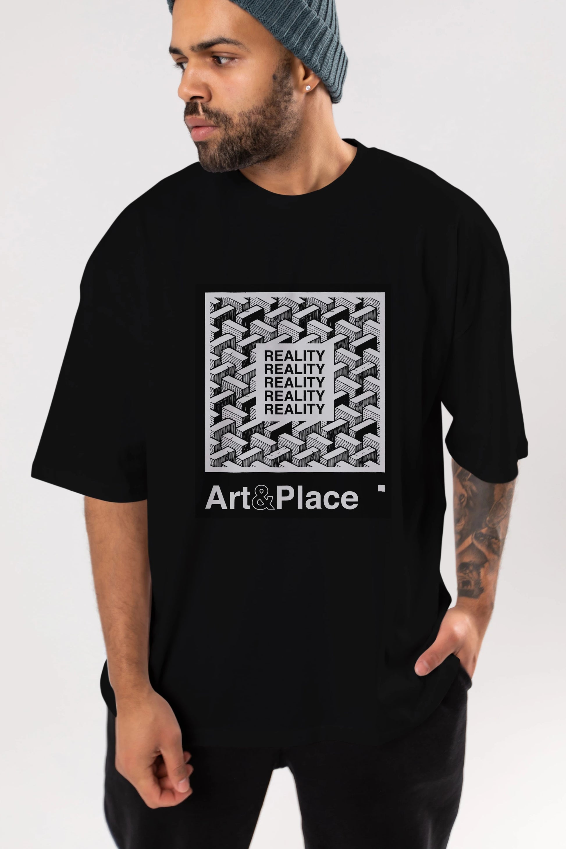 Reality Ön Baskılı Oversize t-shirt Erkek Kadın Unisex