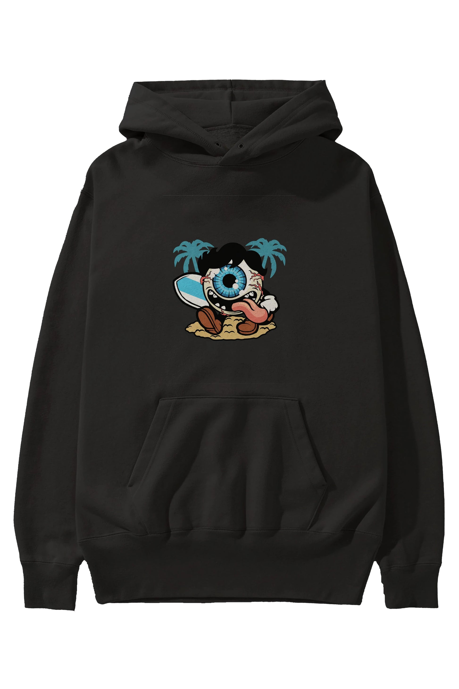 Eye Ball Surfer Ön Baskılı Hoodie Oversize Kapüşonlu Sweatshirt Erkek Kadın Unisex