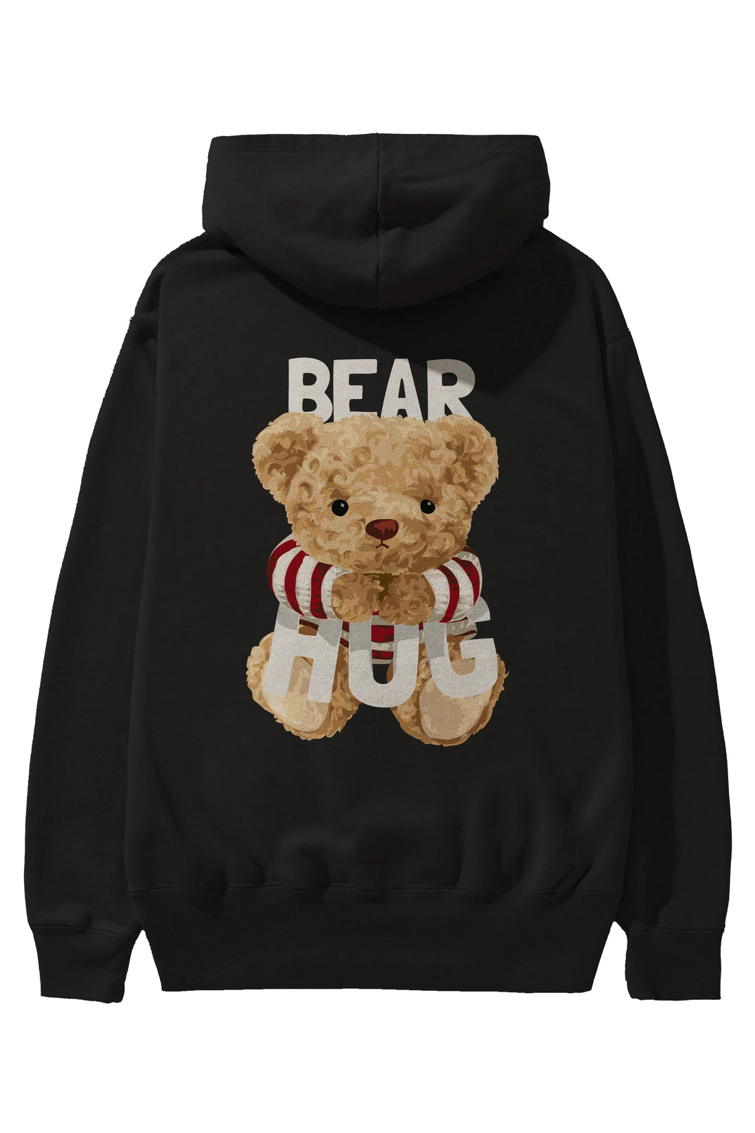 Teddy Bear Hug Arka Baskılı Hoodie Oversize Kapüşonlu Sweatshirt Erkek Kadın Unisex