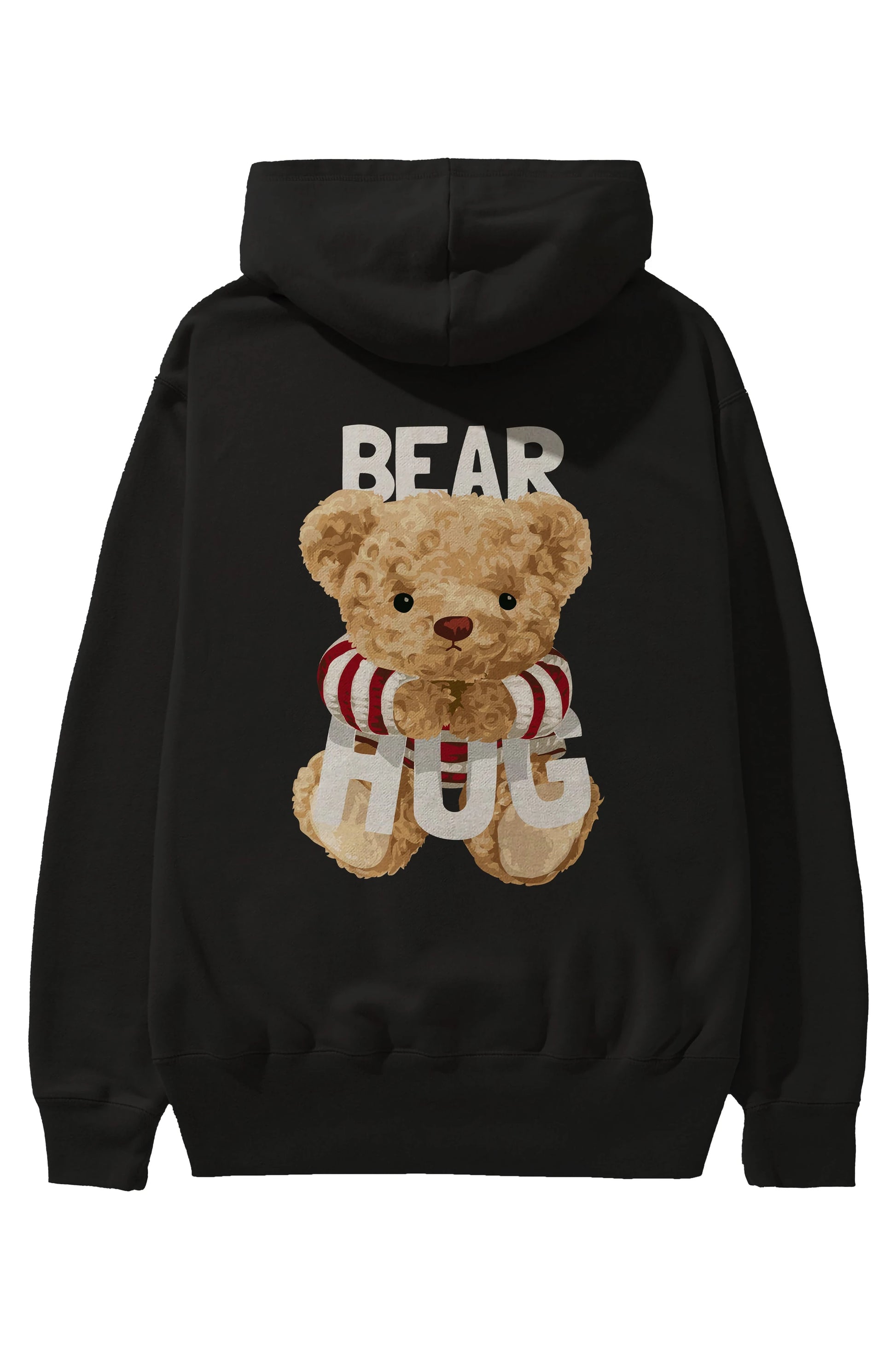 Teddy Bear Hug Arka Baskılı Hoodie Oversize Kapüşonlu Sweatshirt Erkek Kadın Unisex