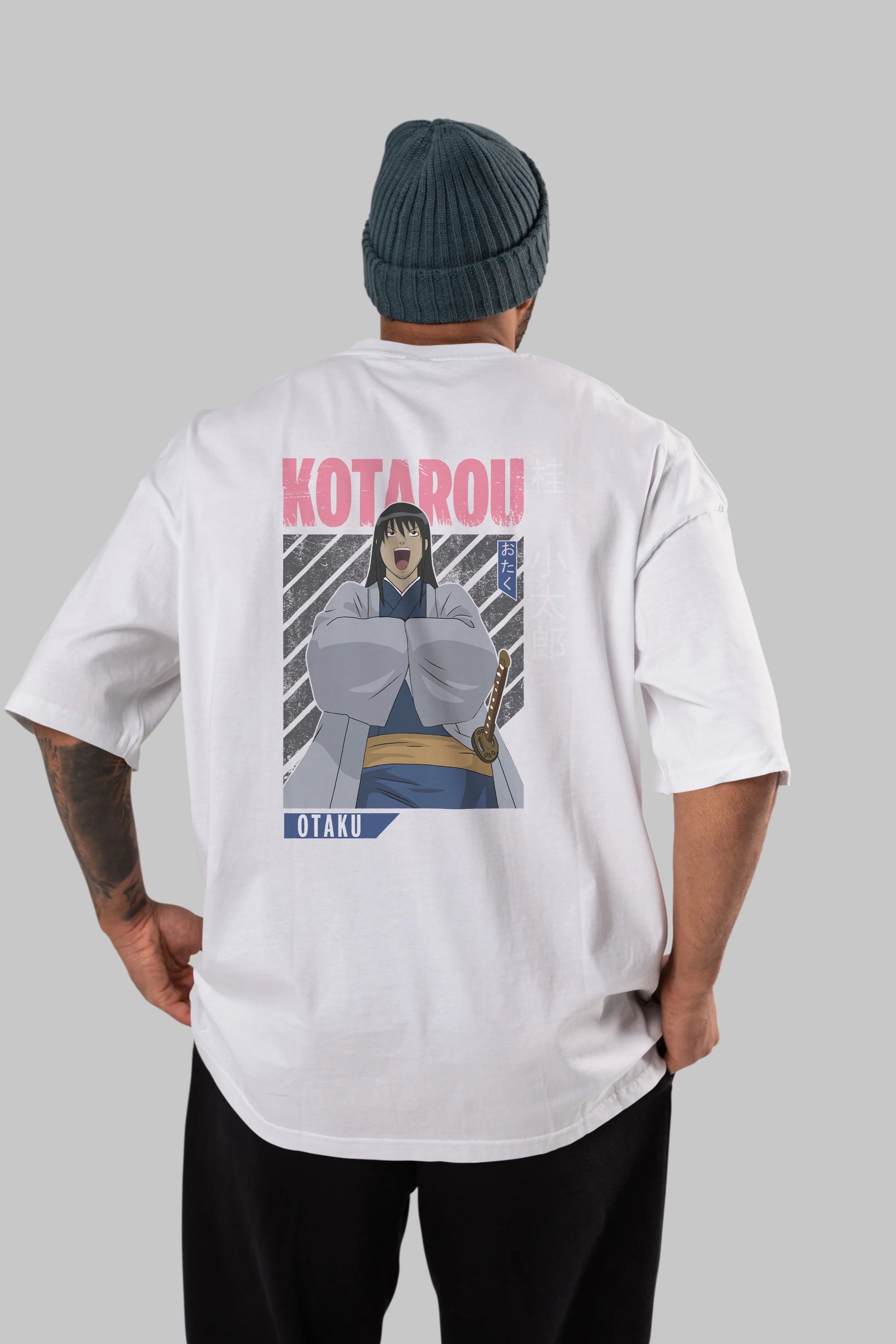 Kotarou Katsura GINTAMA 1 Anime Arka Baskılı Oversize t-shirt Erkek Kadın Unisex
