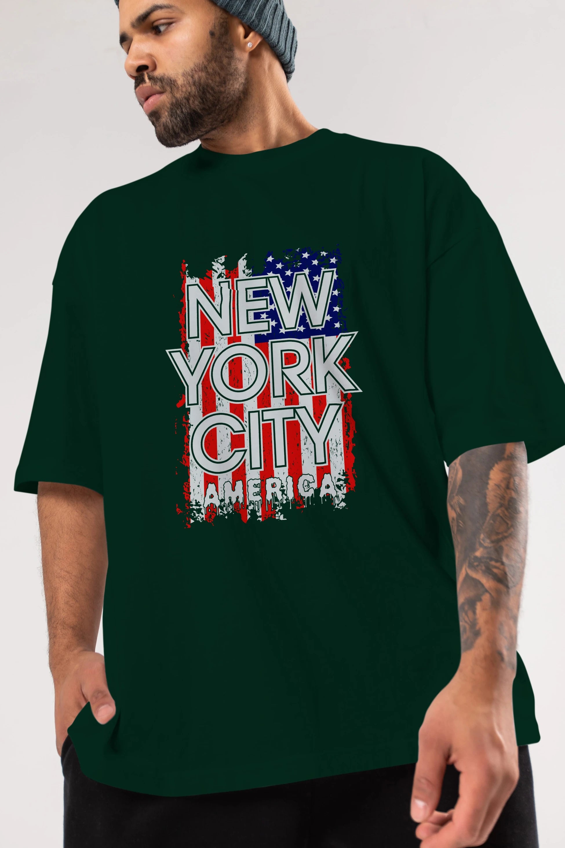 New York City 2 Ön Baskılı Oversize t-shirt Erkek Kadın Unisex