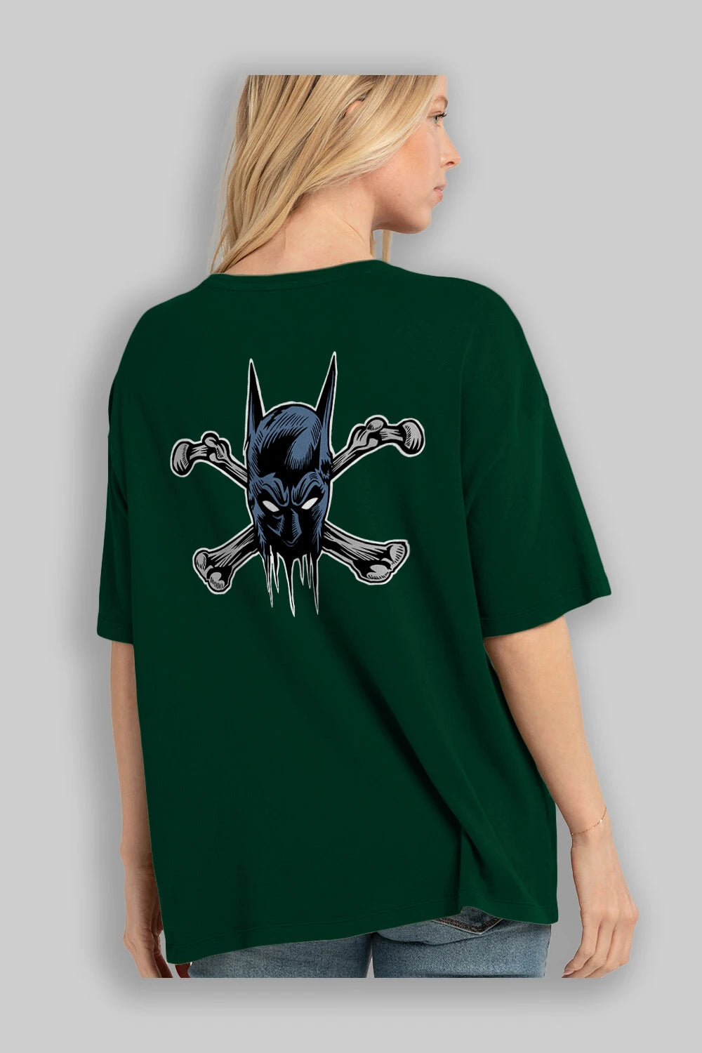 Batbones Arka Baskılı Oversize t-shirt Erkek Kadın Unisex %100 Pamuk