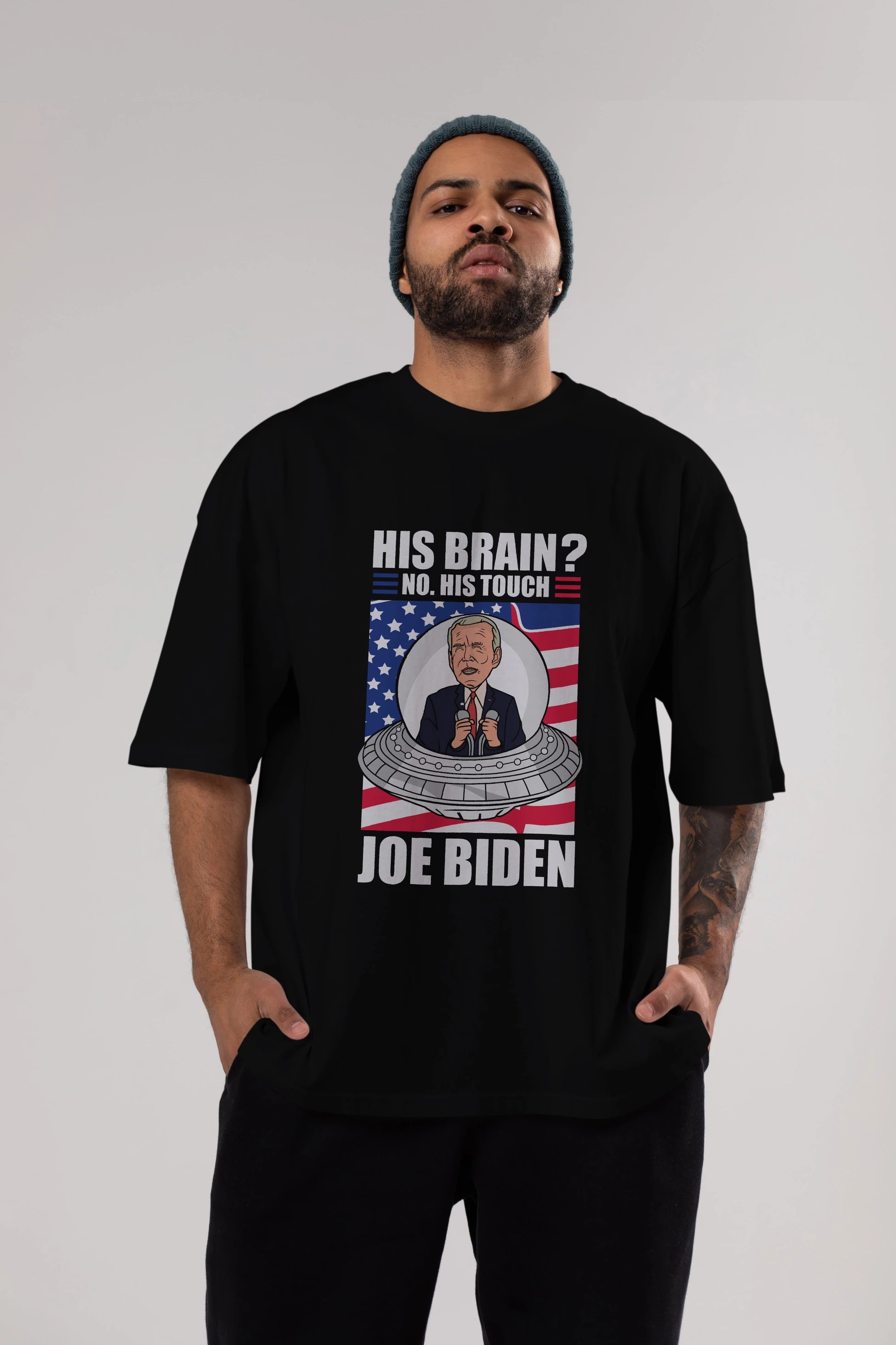 Alien Biden Ön Baskılı Oversize t-shirt Erkek Kadın Unisex %100 Pamuk tişort