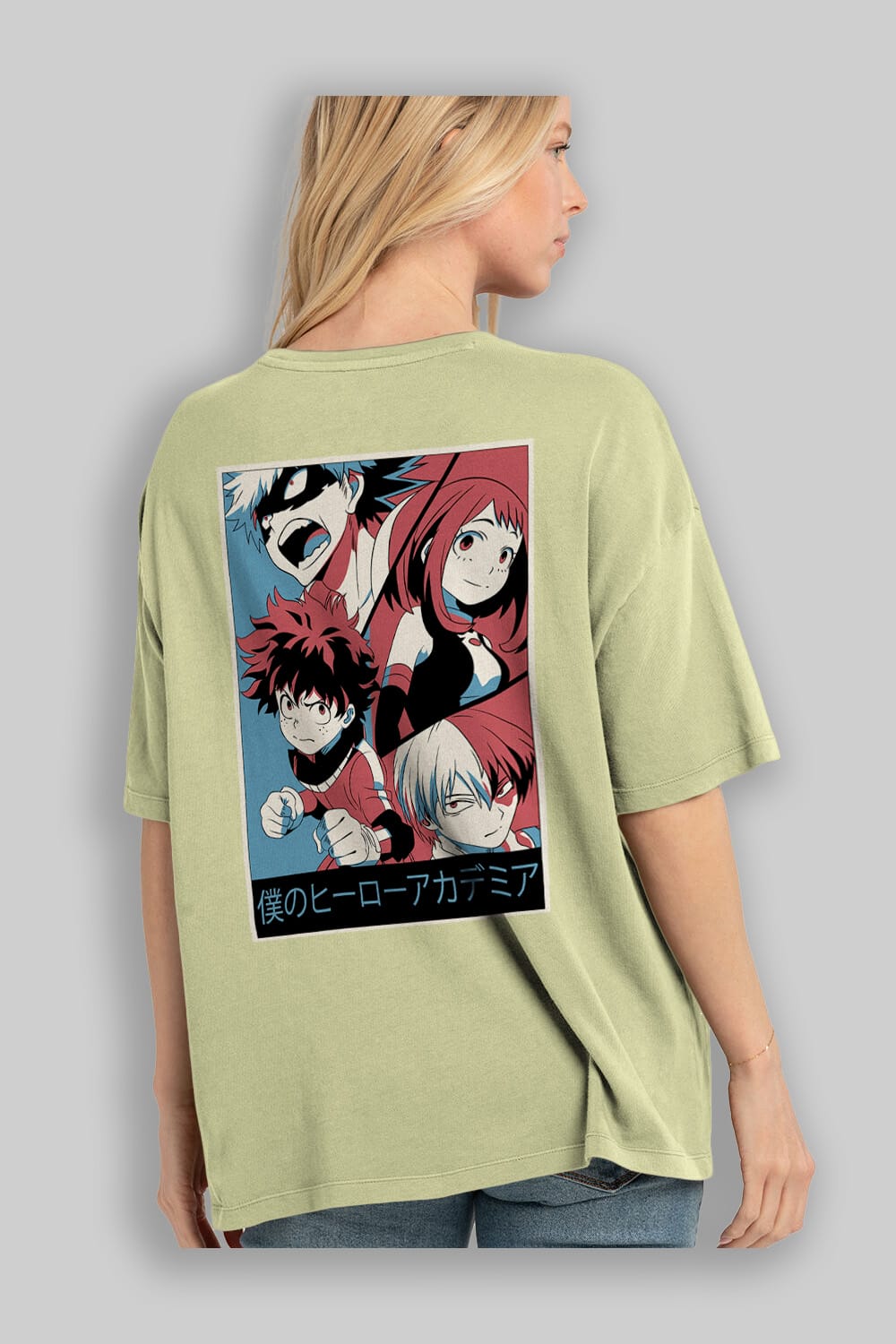 BokuNoHero Anime Arka Baskılı Oversize t-shirt Erkek Kadın Unisex