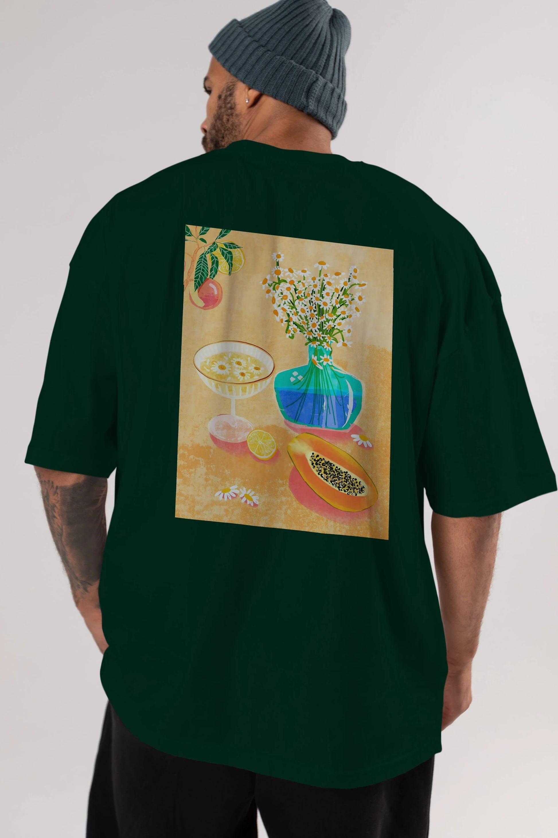 Cheers 2 Arka Baskılı Oversize t-shirt Erkek Kadın Unisex %100 Pamuk Bisiklet Yaka tişort
