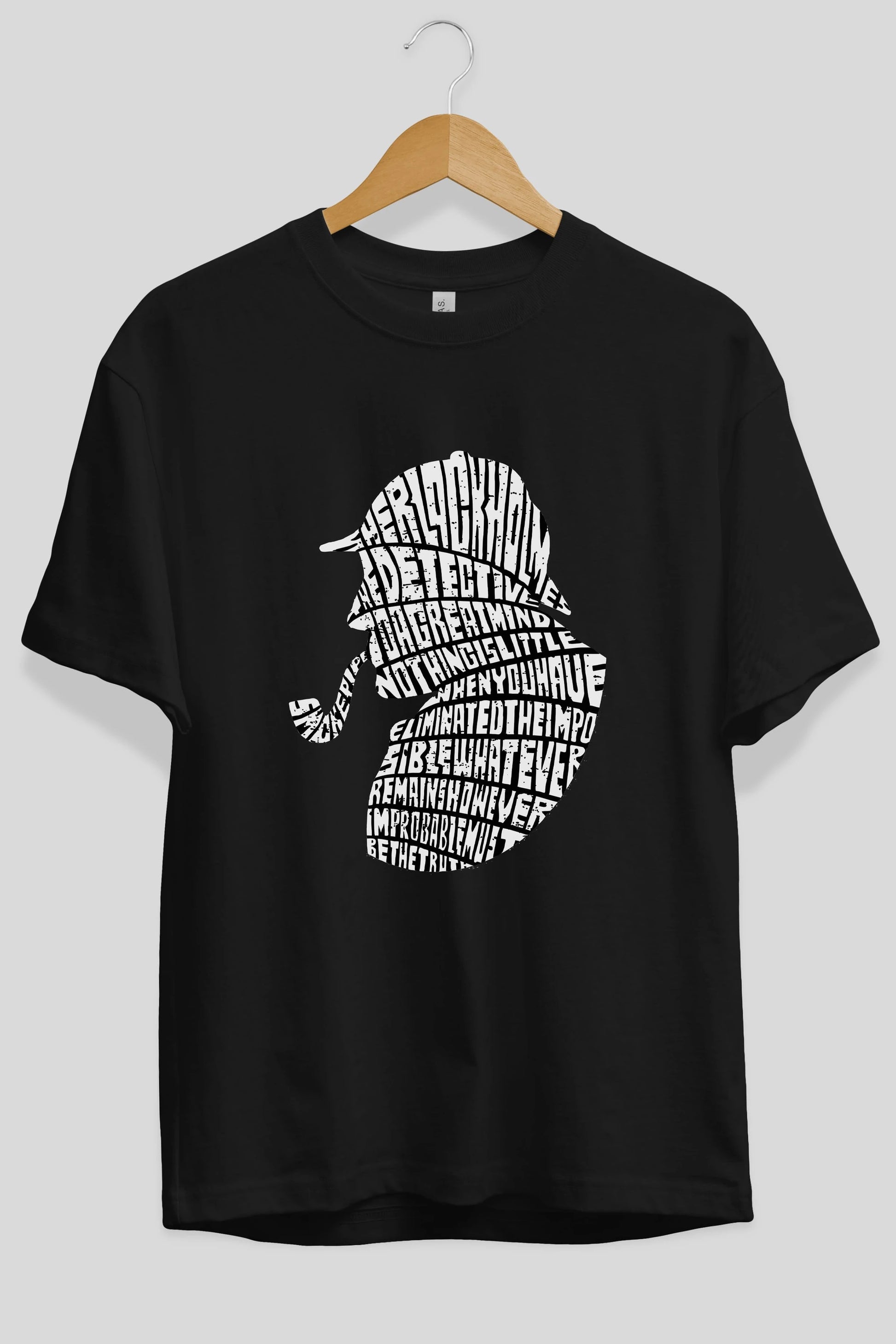 Holmes Ön Baskılı Oversize t-shirt %100 pamuk Erkek Kadın Unisex