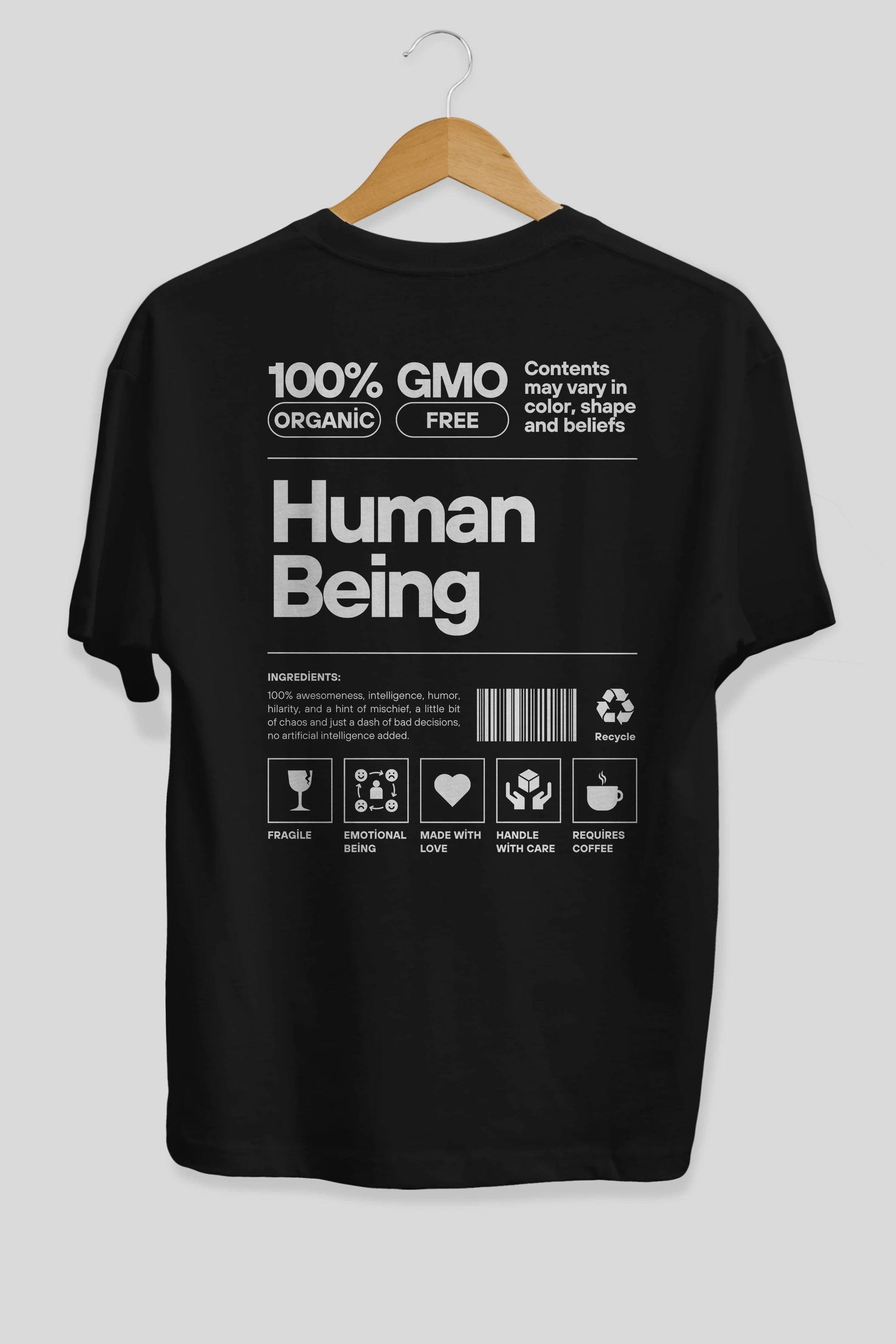 Human Being Arka Baskılı Oversize t-shirt Erkek Kadın Unisex
