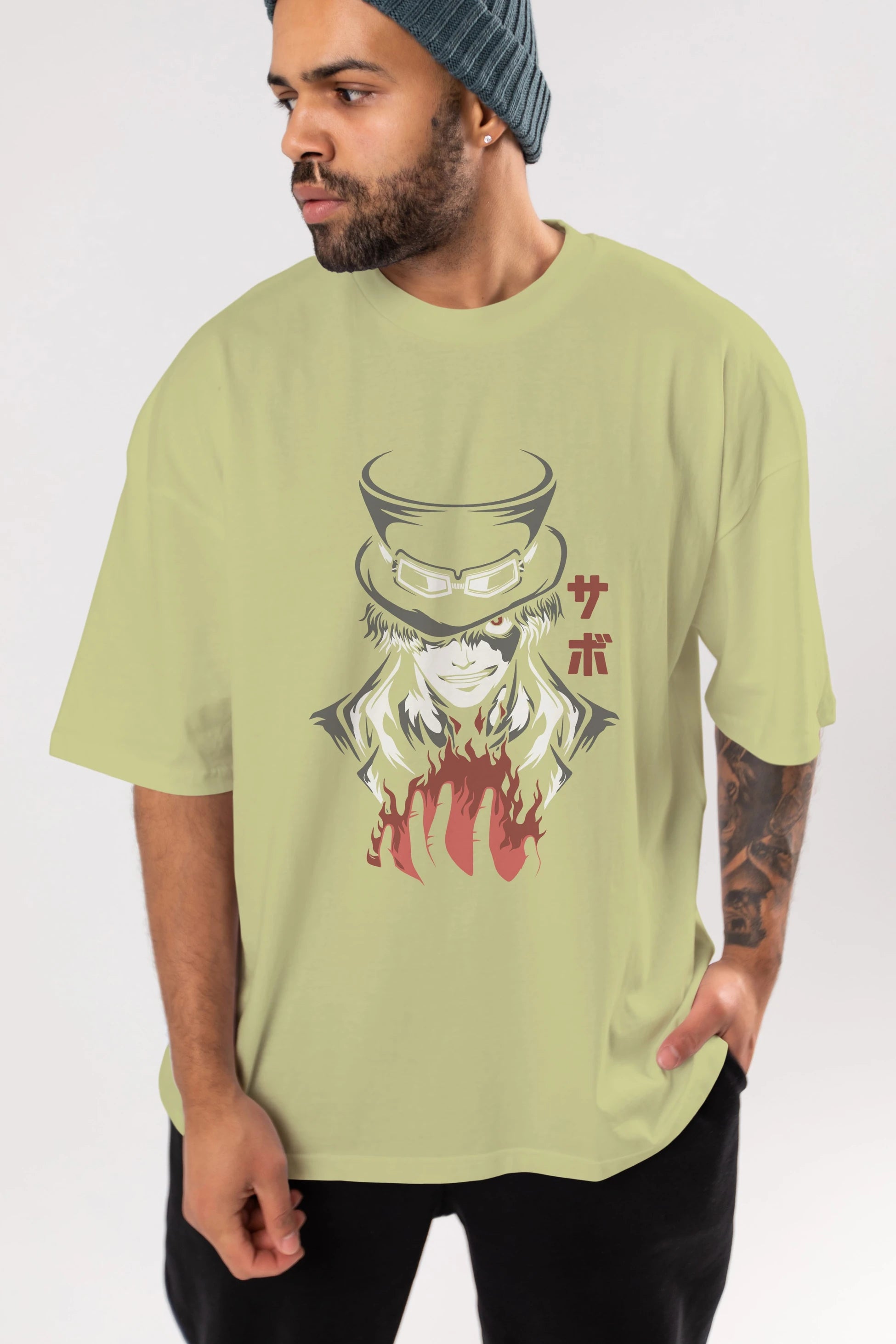 SaboOnePiece Anime Ön Baskılı Oversize t-shirt %100 pamuk Erkek Kadın Unisex