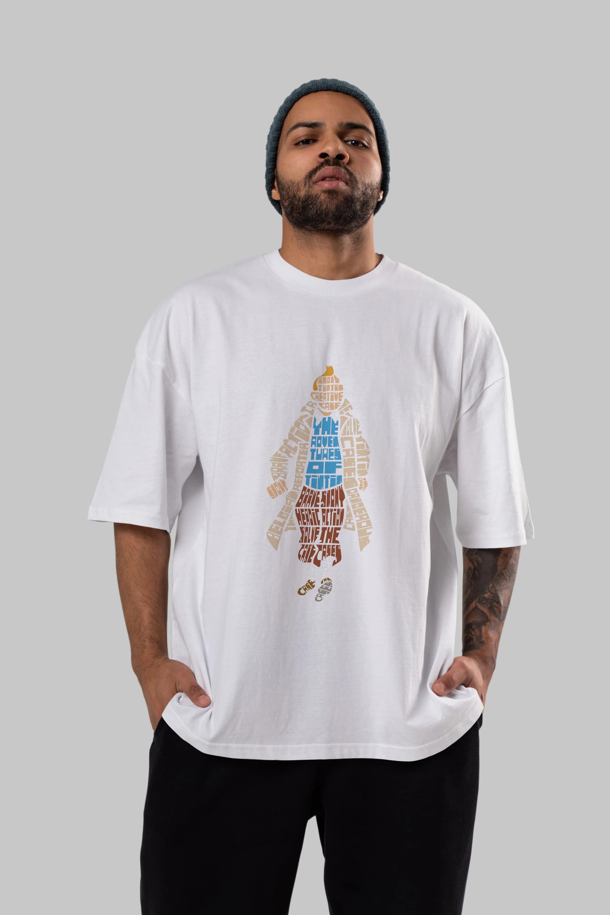 Tin Tin Ön Baskılı Oversize t-shirt %100 pamuk Erkek Kadın Unisex