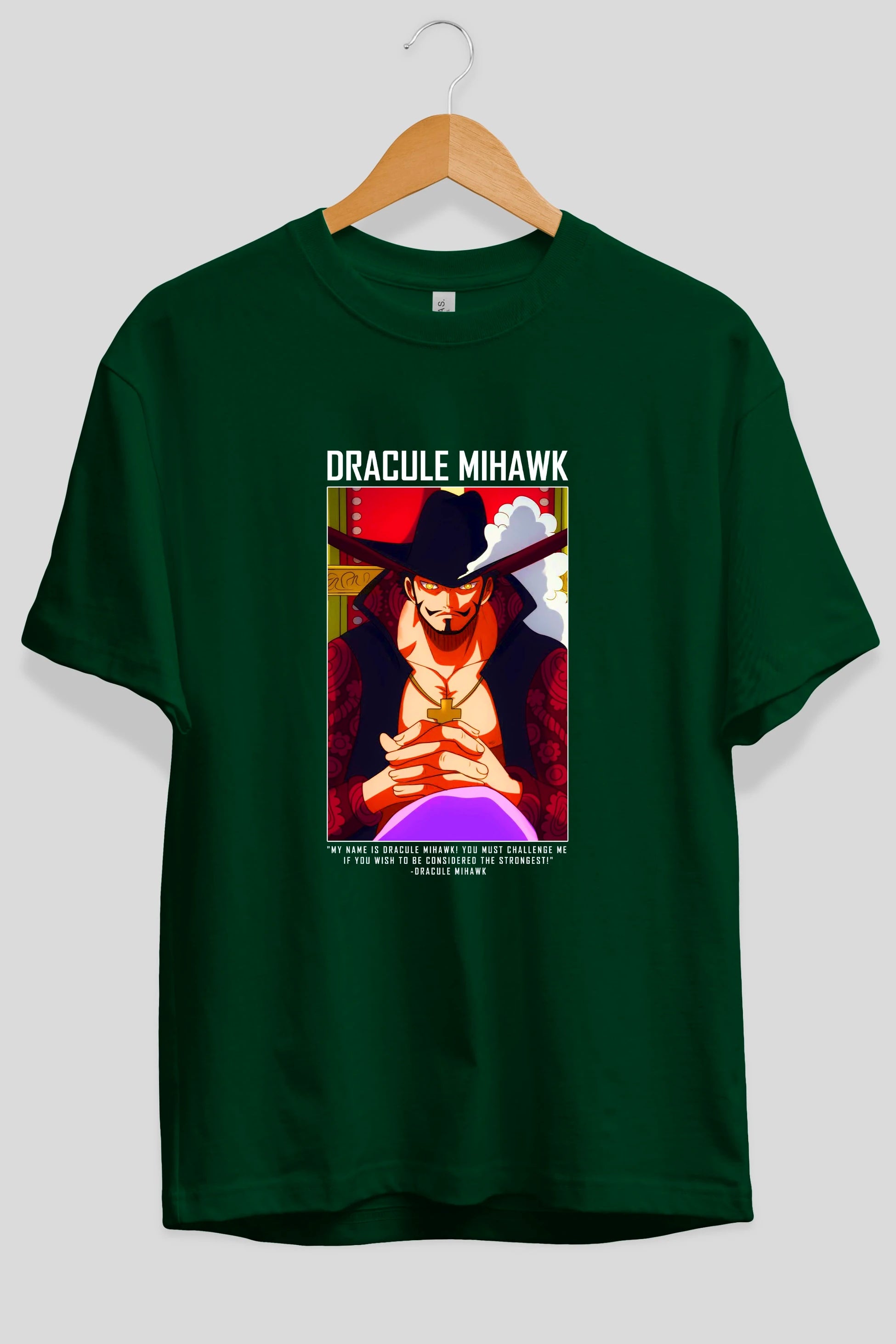 Dracule Mihawk Anime Ön Baskılı Oversize t-shirt Erkek Kadın Unisex