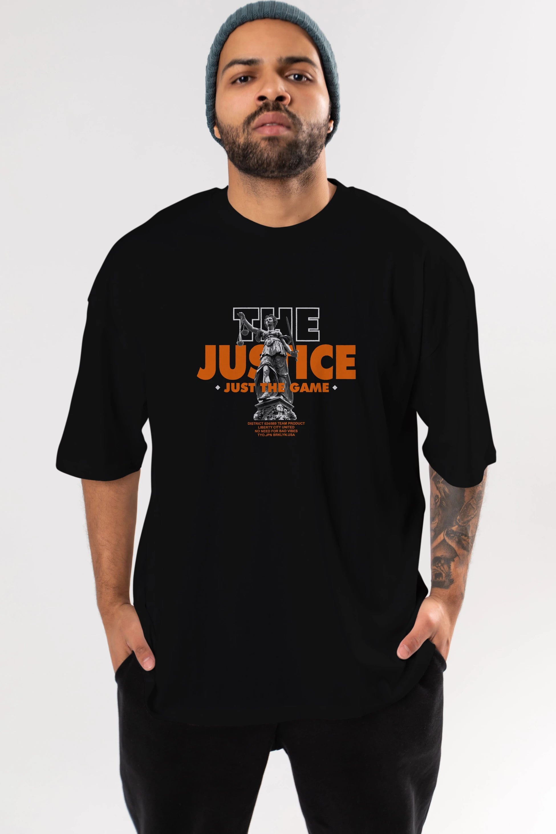 The Justice Ön Baskılı Oversize t-shirt Erkek Kadın Unisex