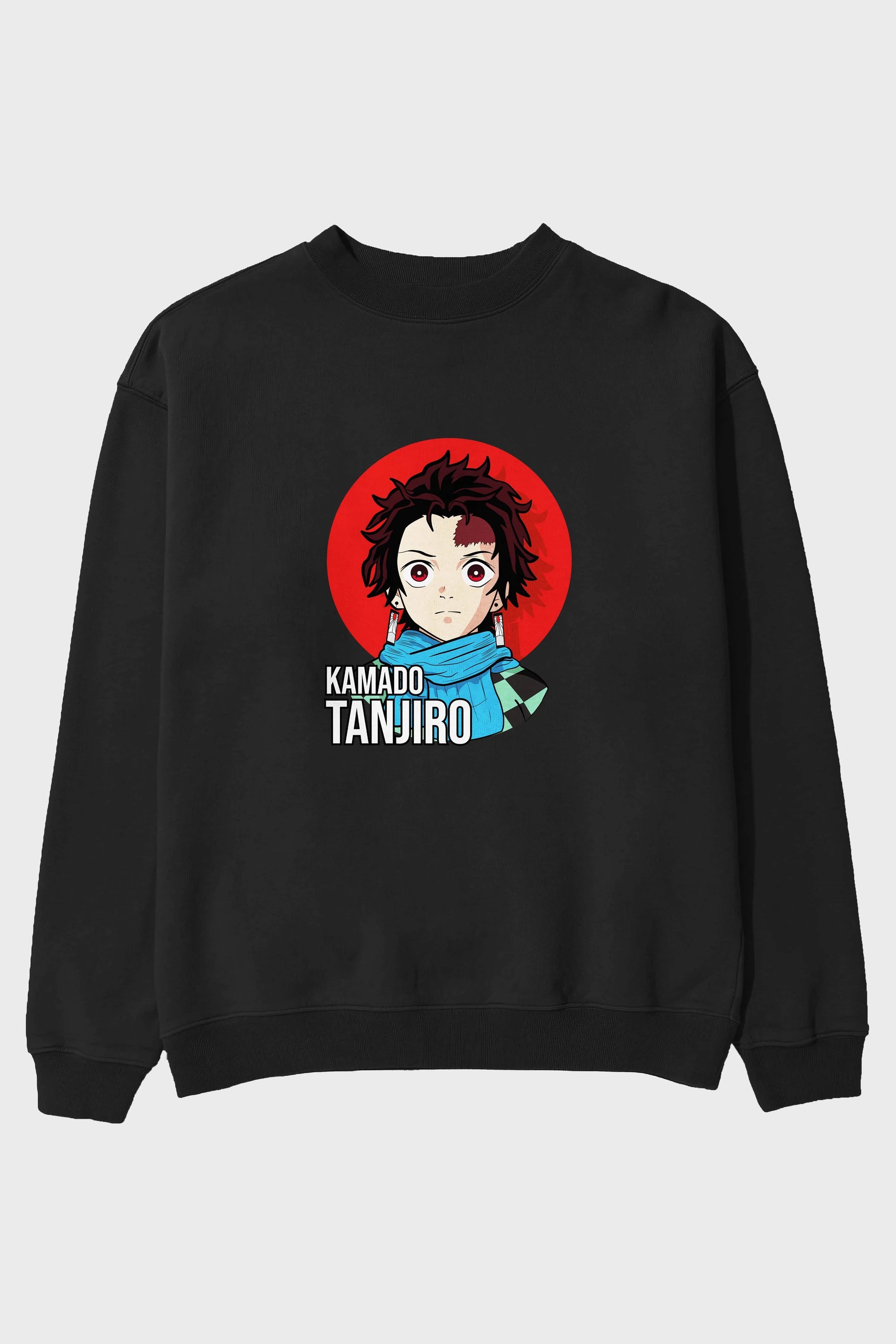 TANJIRO KAMADO Anime Ön Baskılı Oversize Sweatshirt Erkek Kadın Unisex