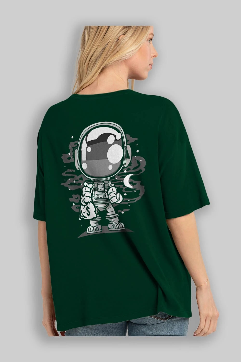 Astronaut Chibi Arka Baskılı Oversize t-shirt Erkek Kadın Unisex