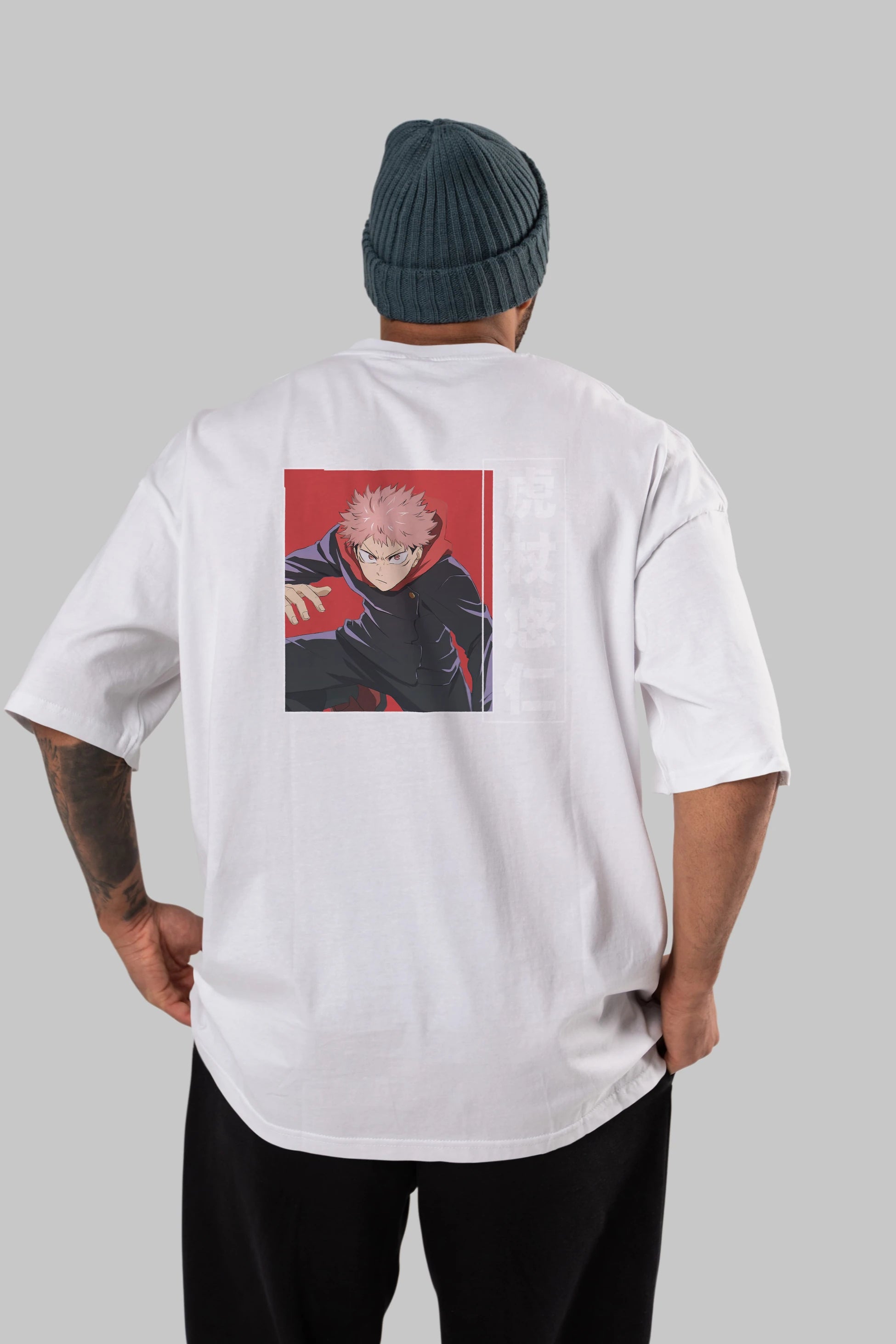 Yuuji Itadori 2 Anime Arka Baskılı Oversize t-shirt Erkek Kadın Unisex