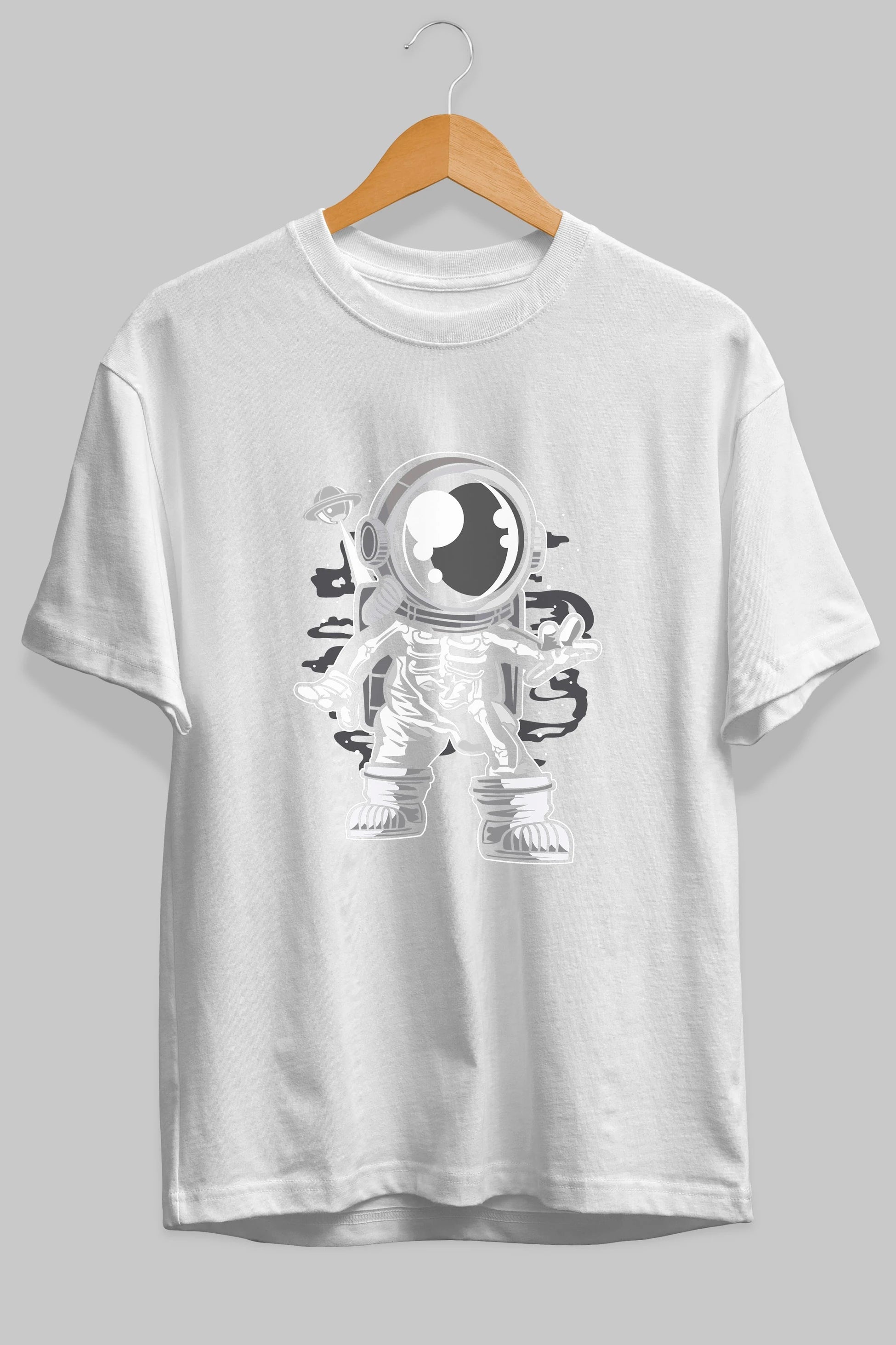 Space Skeleton Ön Baskılı Oversize t-shirt Erkek Kadın Unisex