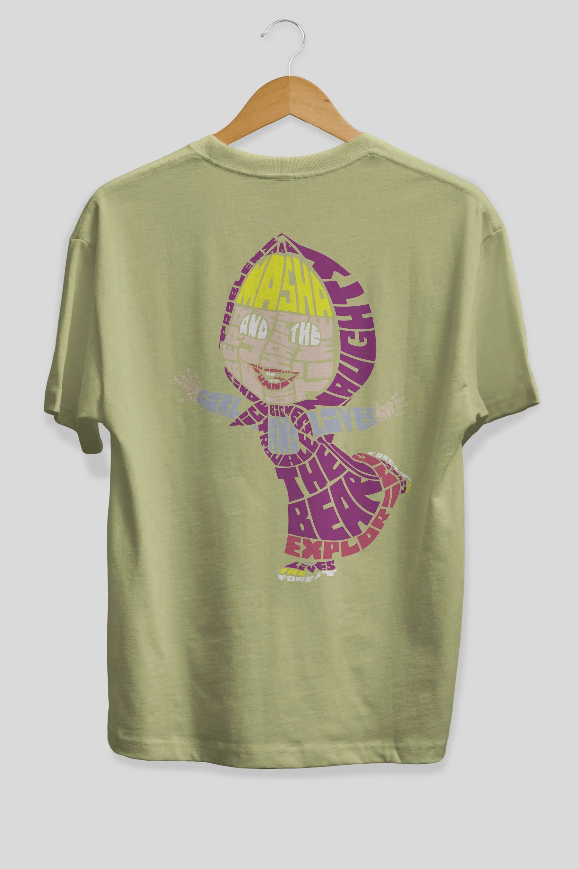 Masha And The Bear Arka Baskılı Oversize t-shirt %100 pamuk Erkek Kadın Unisex