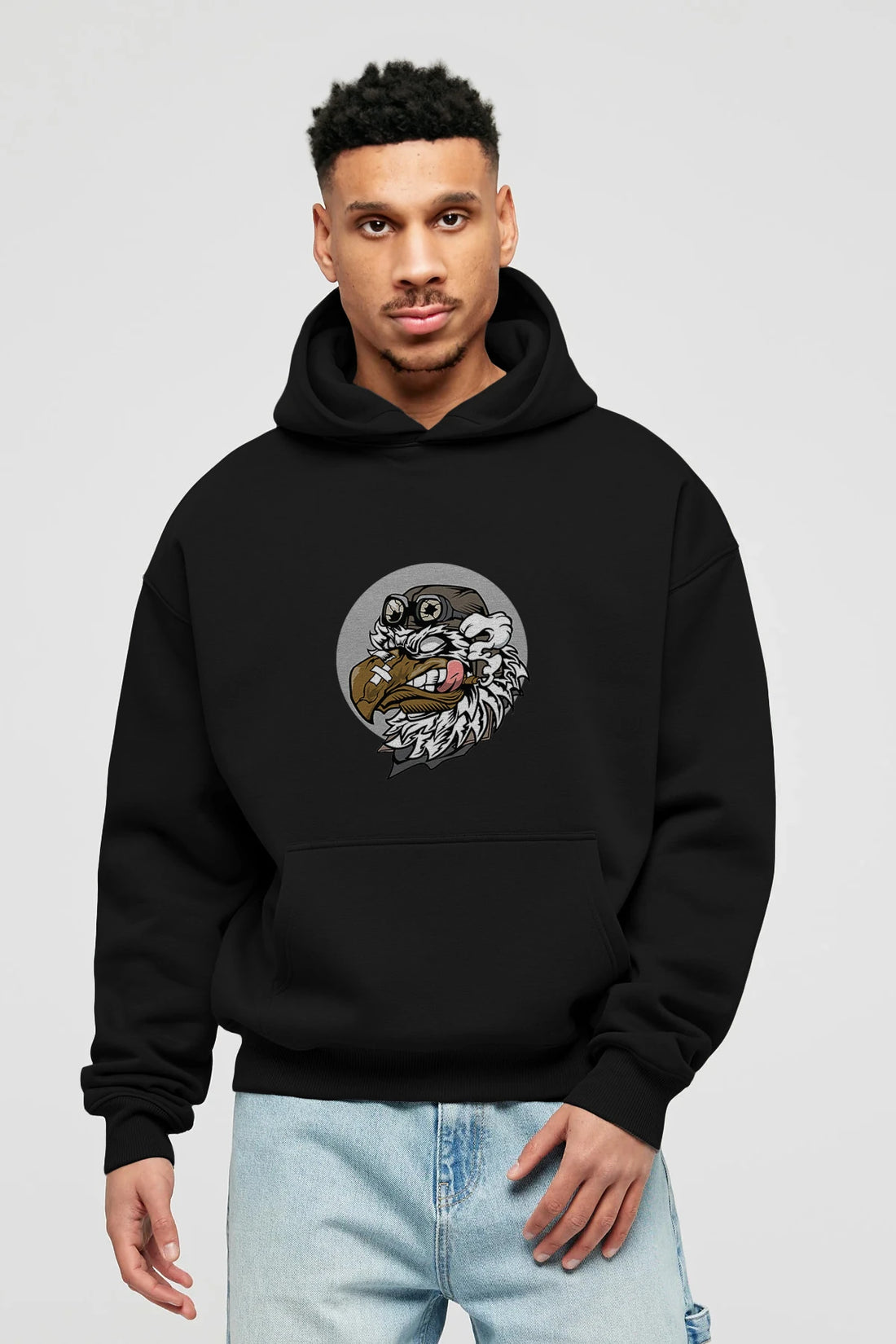 Bird Pilot Ön Baskılı Hoodie Oversize Kapüşonlu Sweatshirt Erkek Kadın Unisex