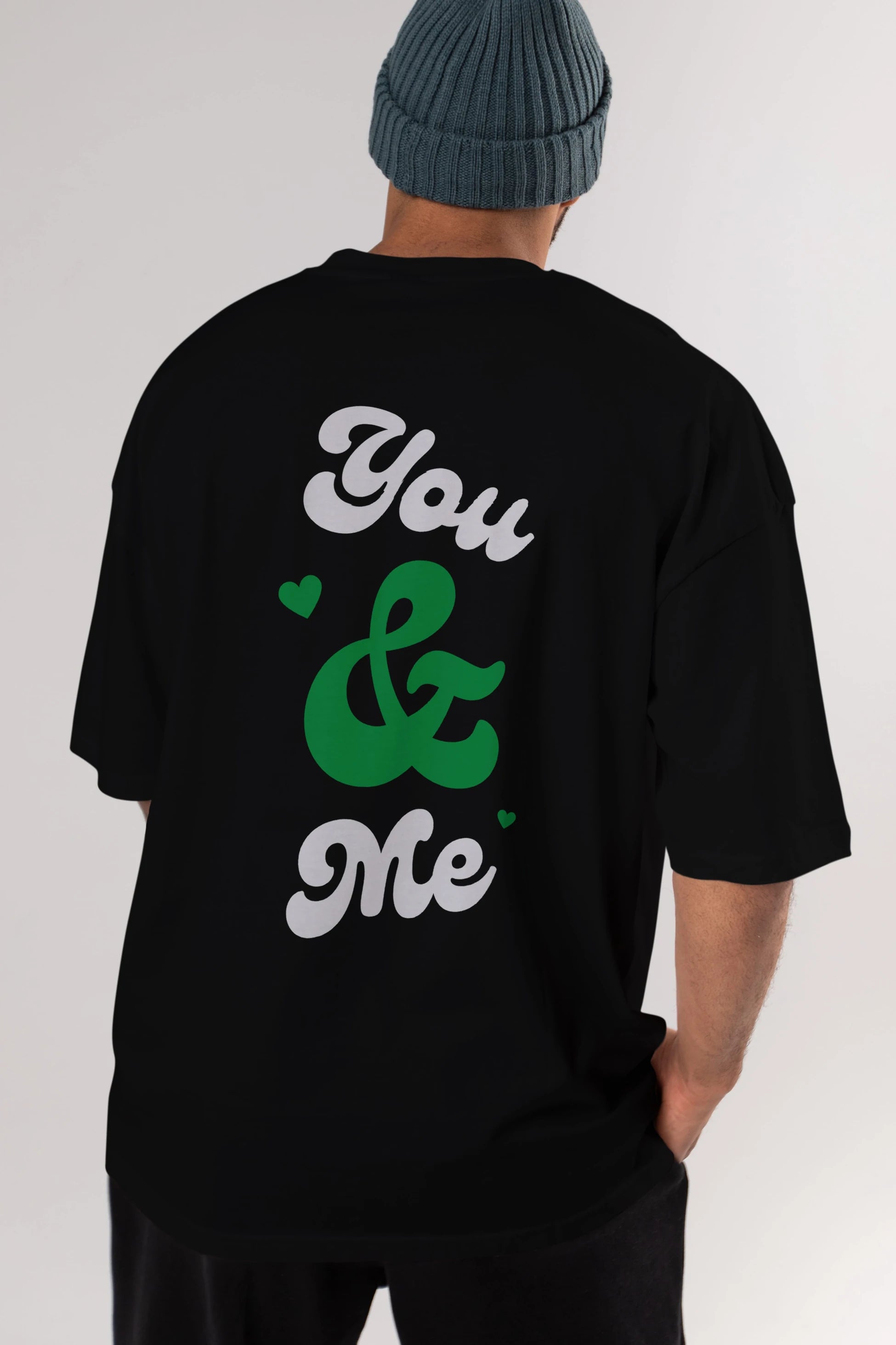 You and Me Yazılı Arka Baskılı Oversize t-shirt Erkek Kadın Unisex