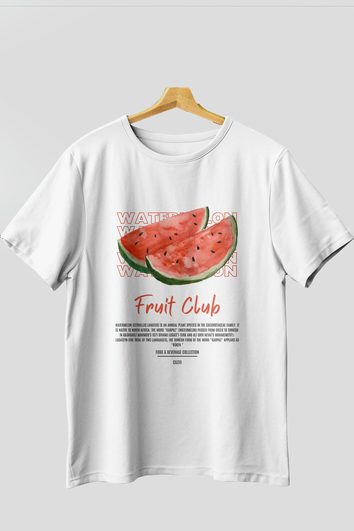 Watermelon Ön Baskılı Oversize t-shirt Erkek Kadın Pamuk Bisiklet Yaka tişort