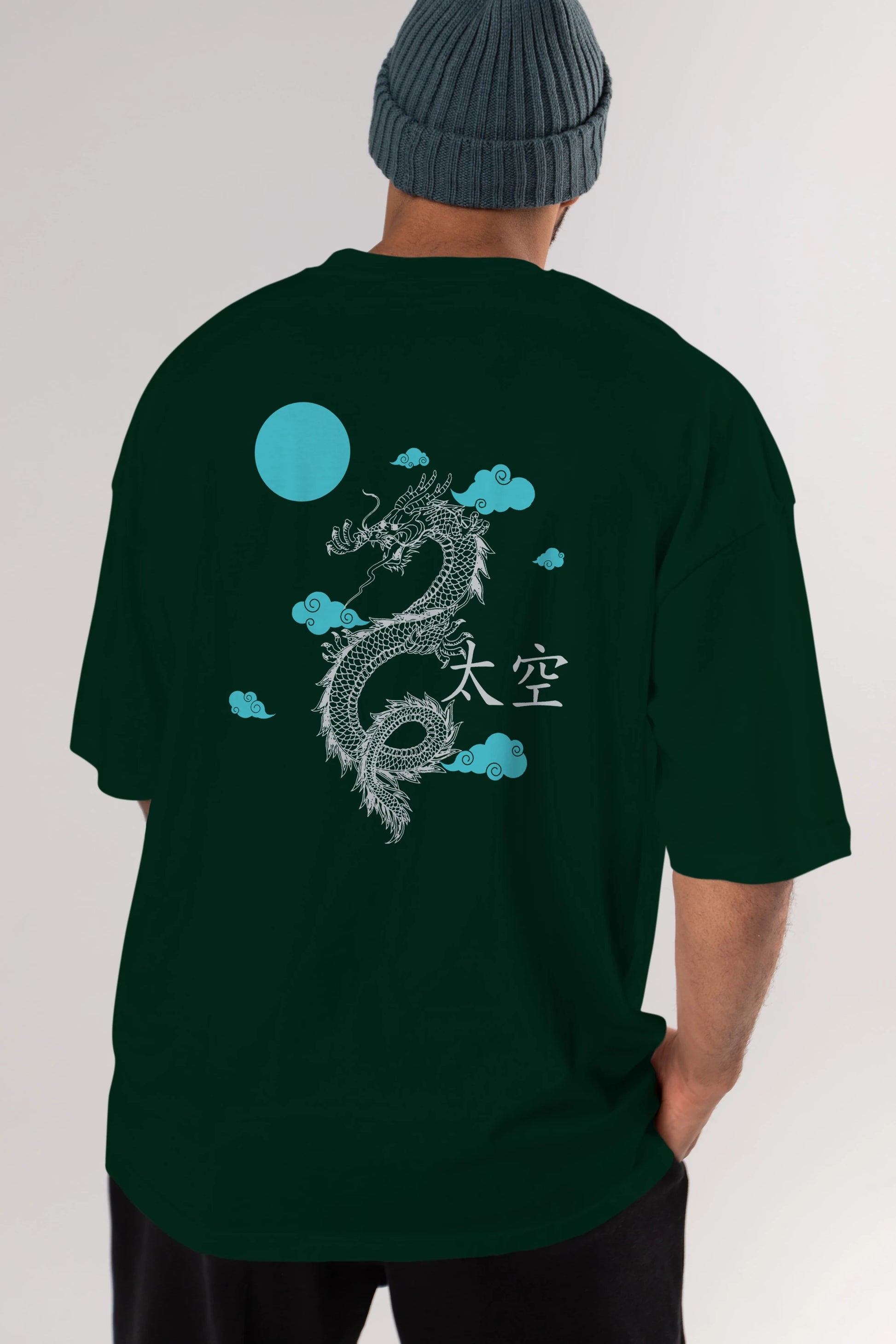 Chinese Dragon Arka Baskılı Oversize t-shirt Erkek Kadın Unisex