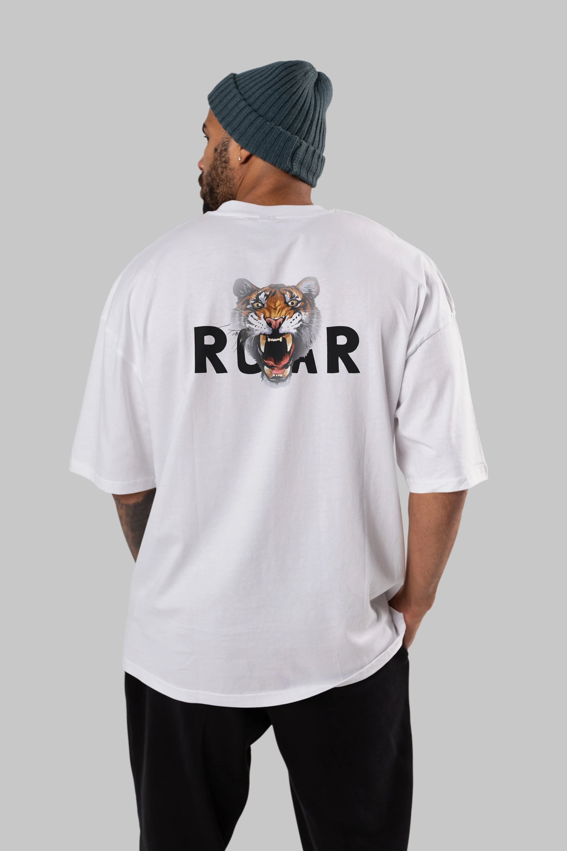 Teddy Bear Roar Arka Baskılı Oversize t-shirt Erkek Kadın Unisex %100 Pamuk