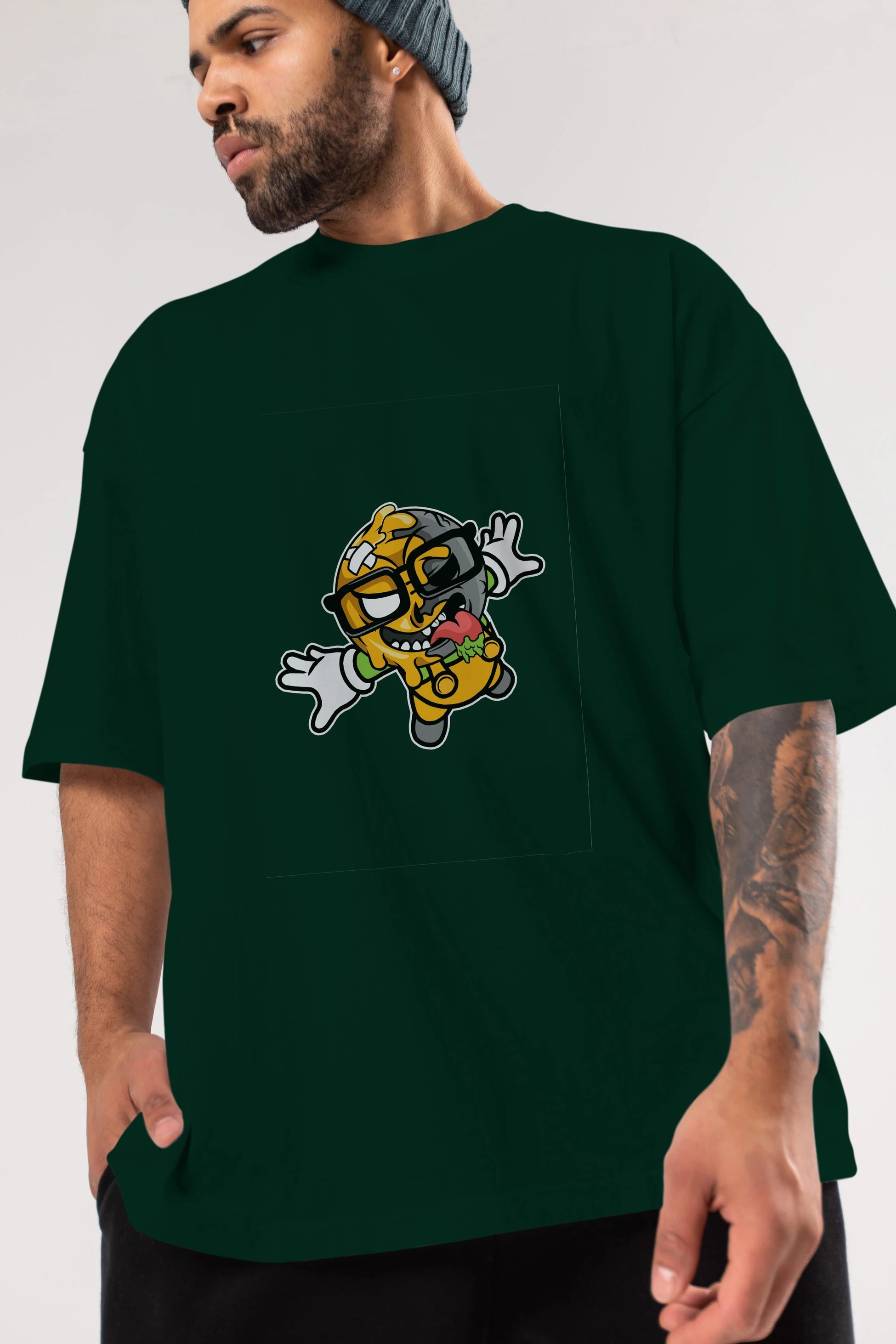 Smiley Jump Ön Baskılı Oversize t-shirt Erkek Kadın Unisex %100 Pamuk tişort
