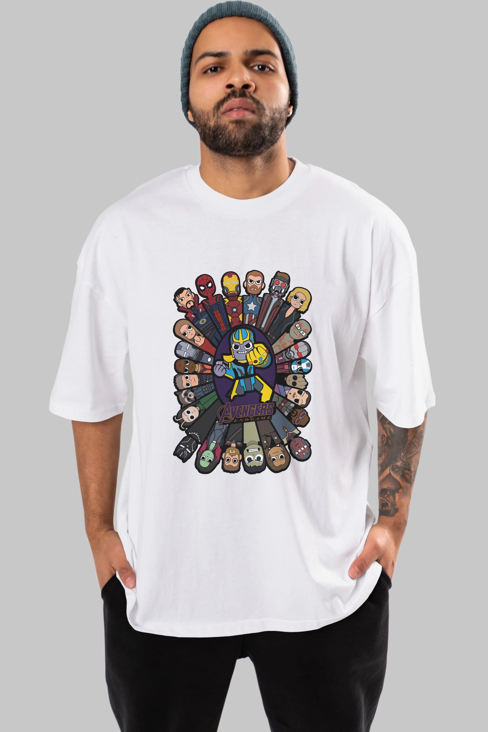 The Avengers (2) Ön Baskılı Oversize t-shirt Erkek Kadın Unisex %100 Pamuk Bisiklet Yaka tişort