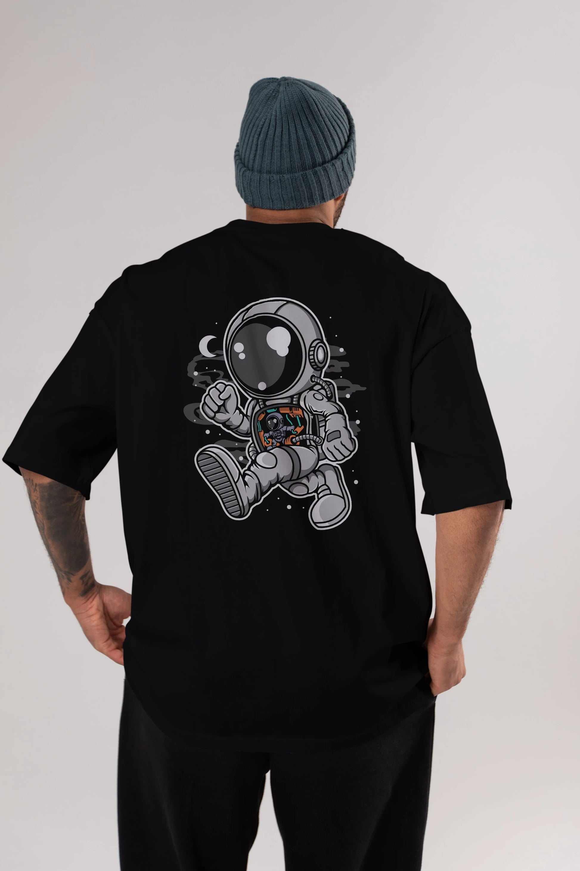Astronaut Robotic Machine Arka Baskılı Oversize t-shirt Erkek Kadın Unisex