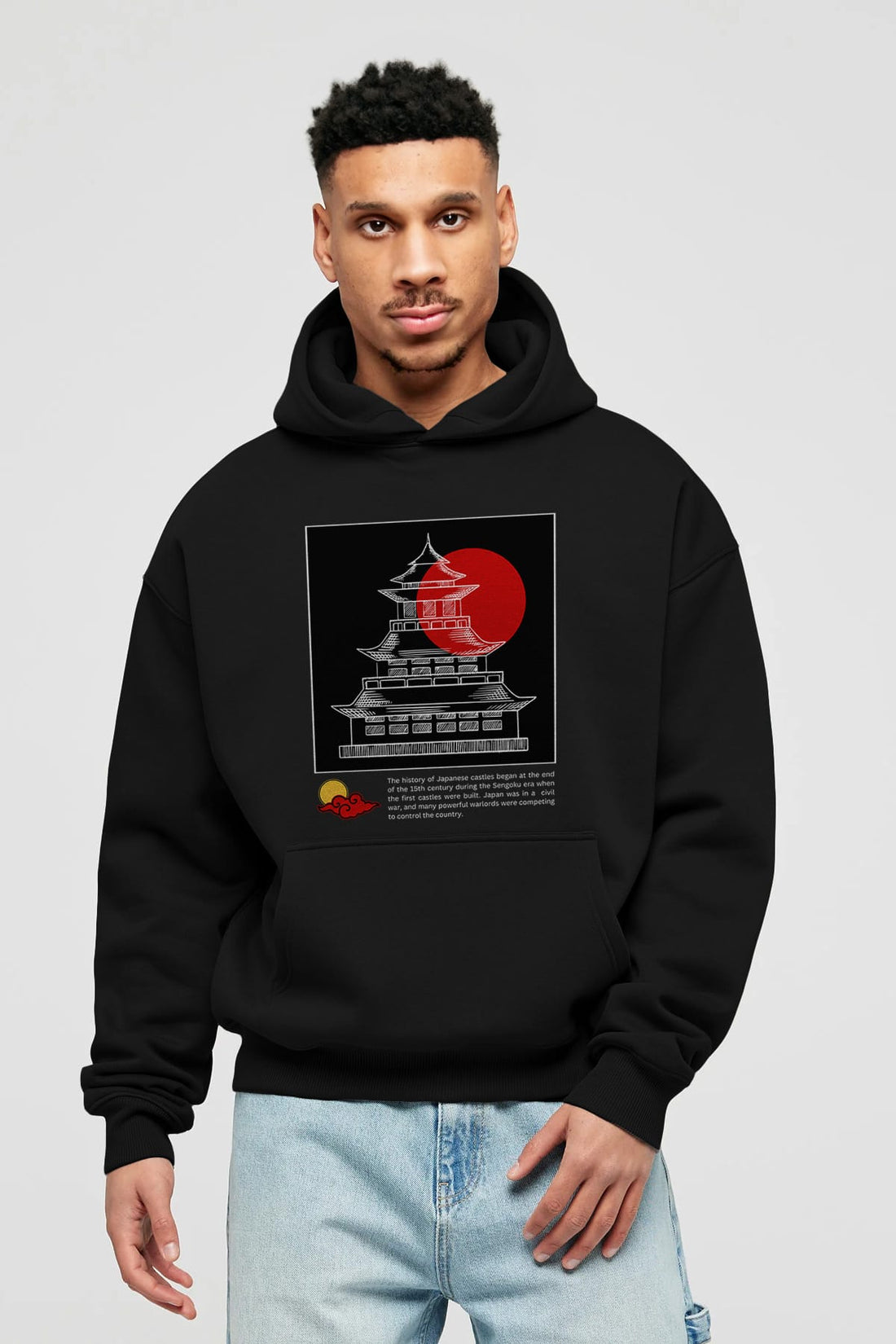 Japan Streetwear Ön Baskılı Oversize Hoodie Kapüşonlu Sweatshirt Erkek Kadın Unisex