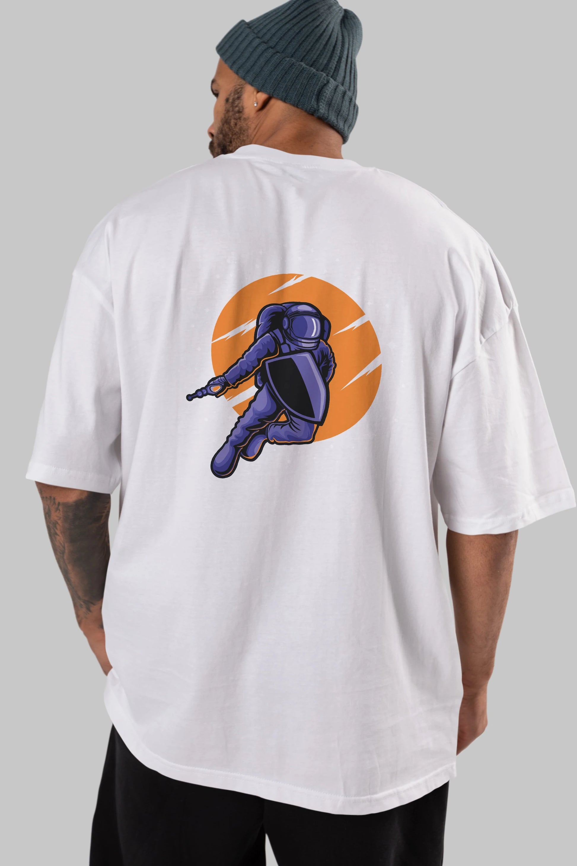 Astro Wars Arka Baskılı Oversize t-shirt Erkek Kadın Unisex