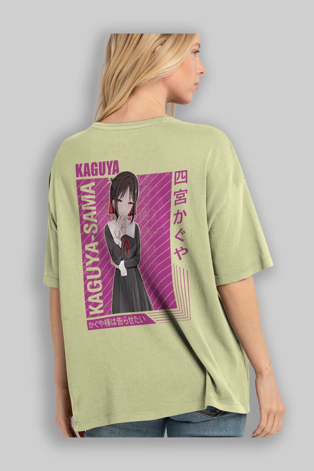 Kaguya Shinomiya 4 1 Anime Arka Baskılı Oversize t-shirt Erkek Kadın Unisex