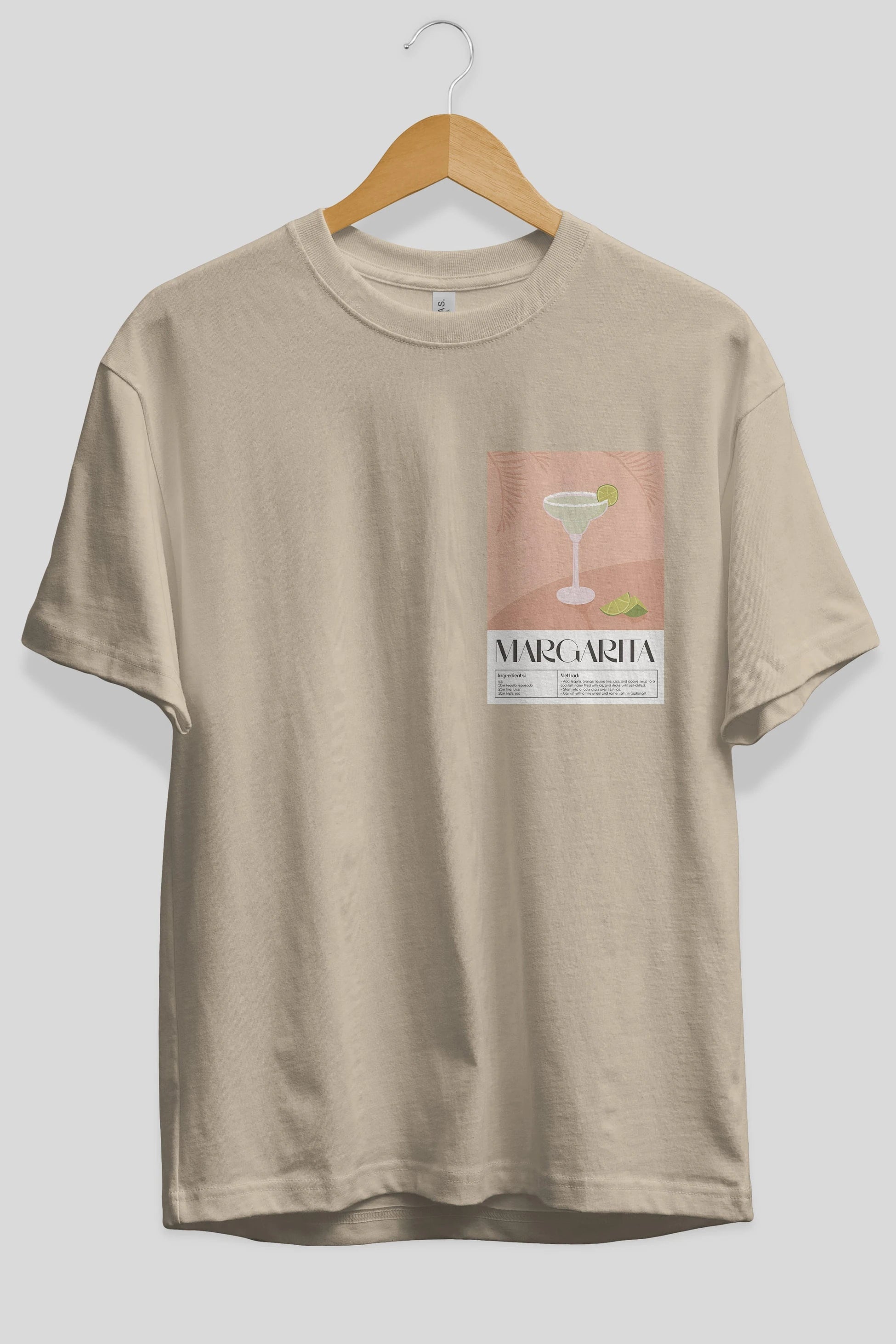 Margarita 5 Ön Sol Baskılı Oversize t-shirt Erkek Kadın Unisex %100 Pamuk Bisiklet Yaka tişort