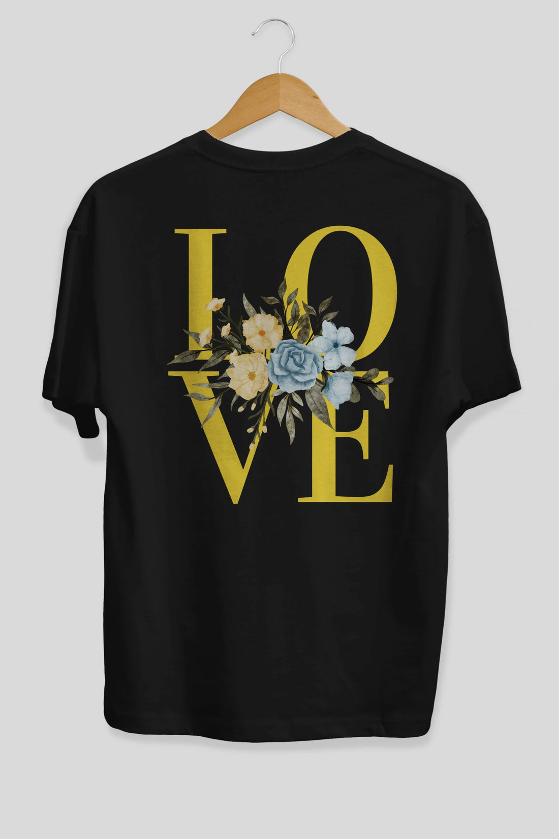 Love Flower Arka Baskılı Oversize t-shirt Erkek Kadın Unisex
