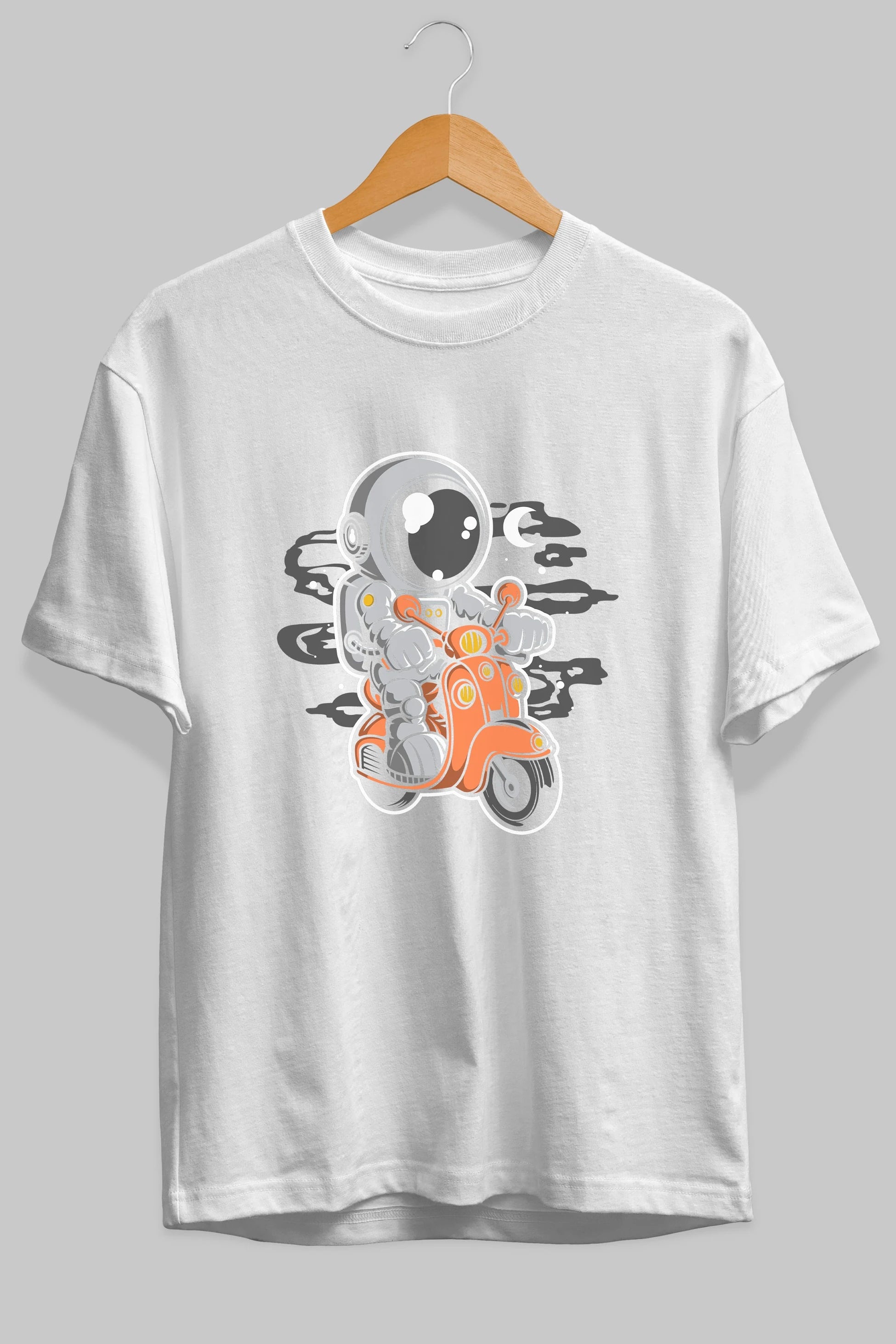Astronaut Scooter Ön Baskılı Oversize t-shirt Erkek Kadın Unisex