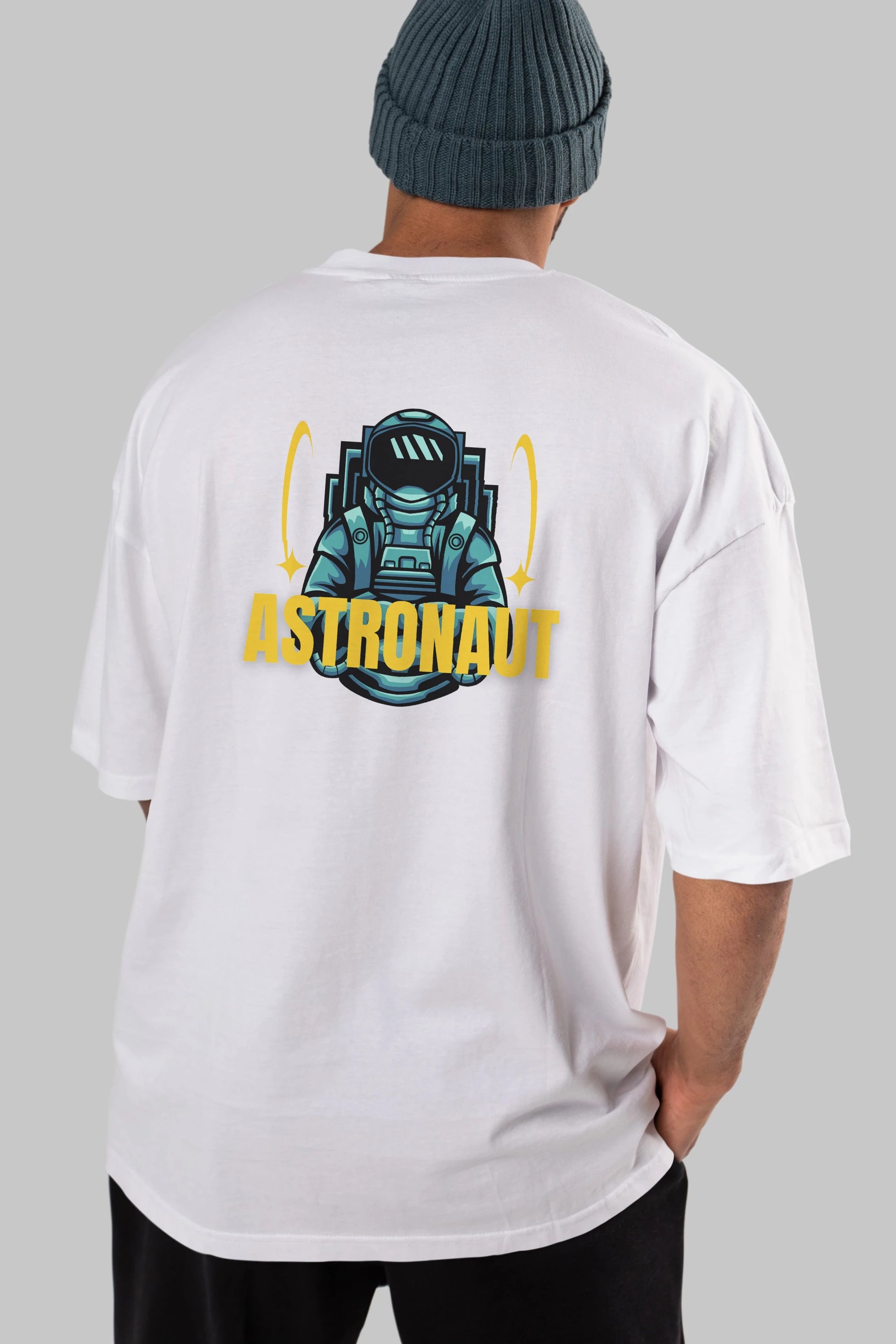 Astronaut Arka Baskılı Oversize t-shirt Erkek Kadın Unisex
