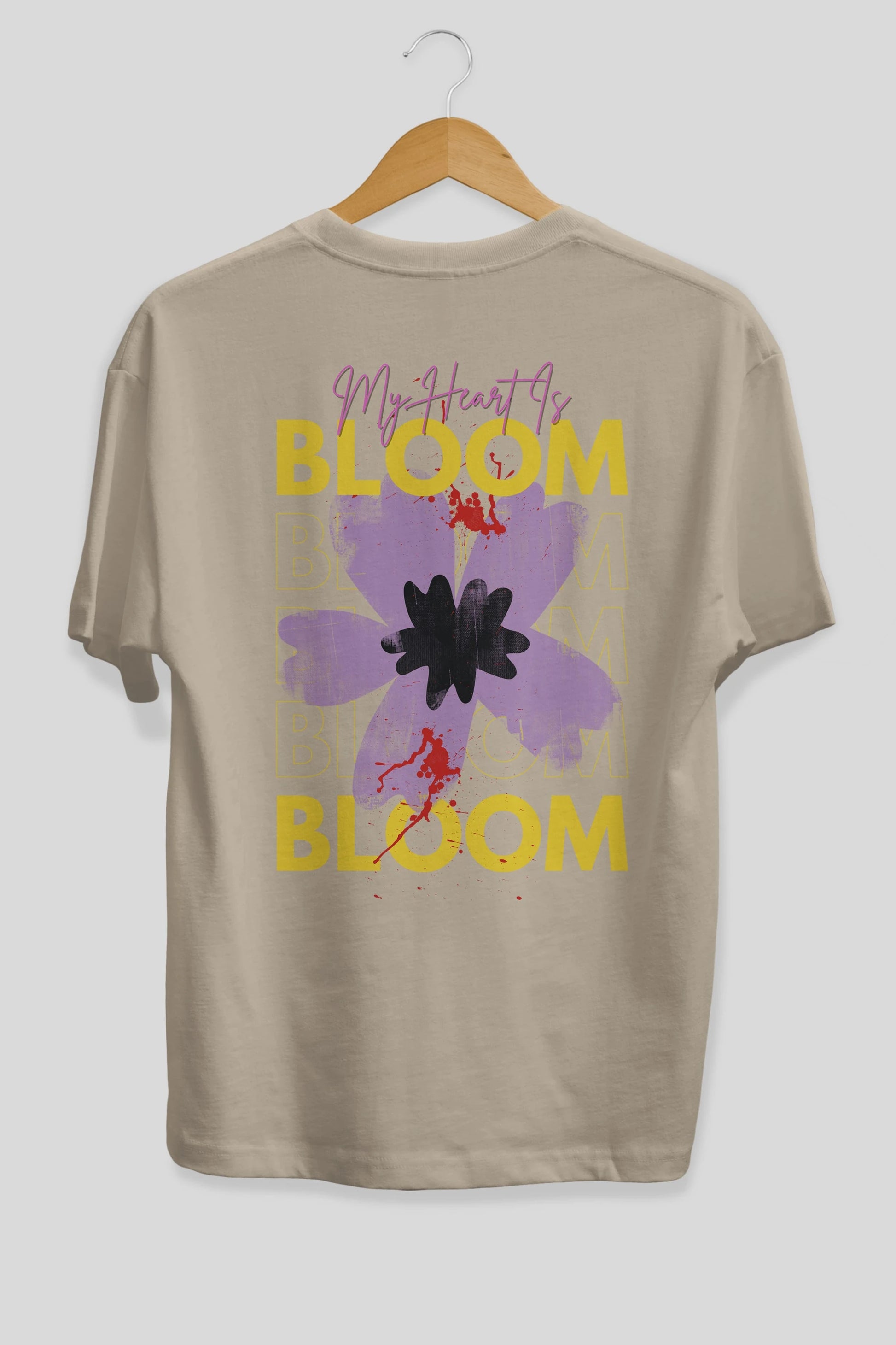 Bloom Yazılı Arka Baskılı Oversize t-shirt Erkek Kadın Unisex