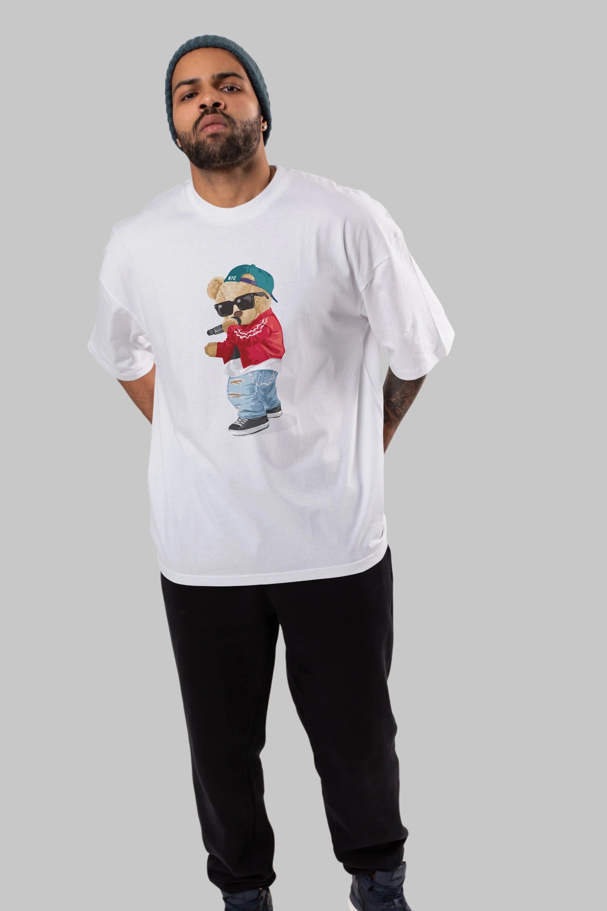 Teddy Bear Şarkıcı Ön Baskılı Oversize t-shirt Erkek Kadın Unisex %100 Pamuk