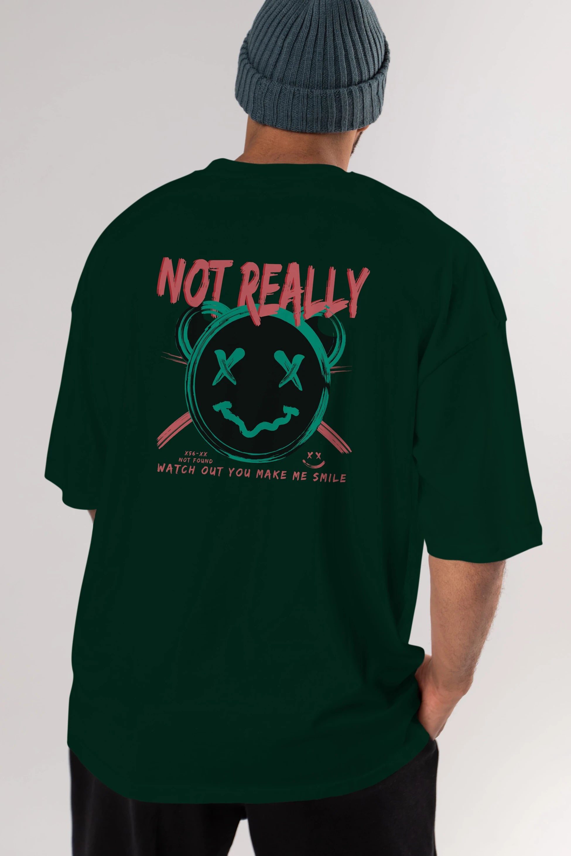 Not Really Bear Arka Baskılı Oversize t-shirt Erkek Kadın Unisex