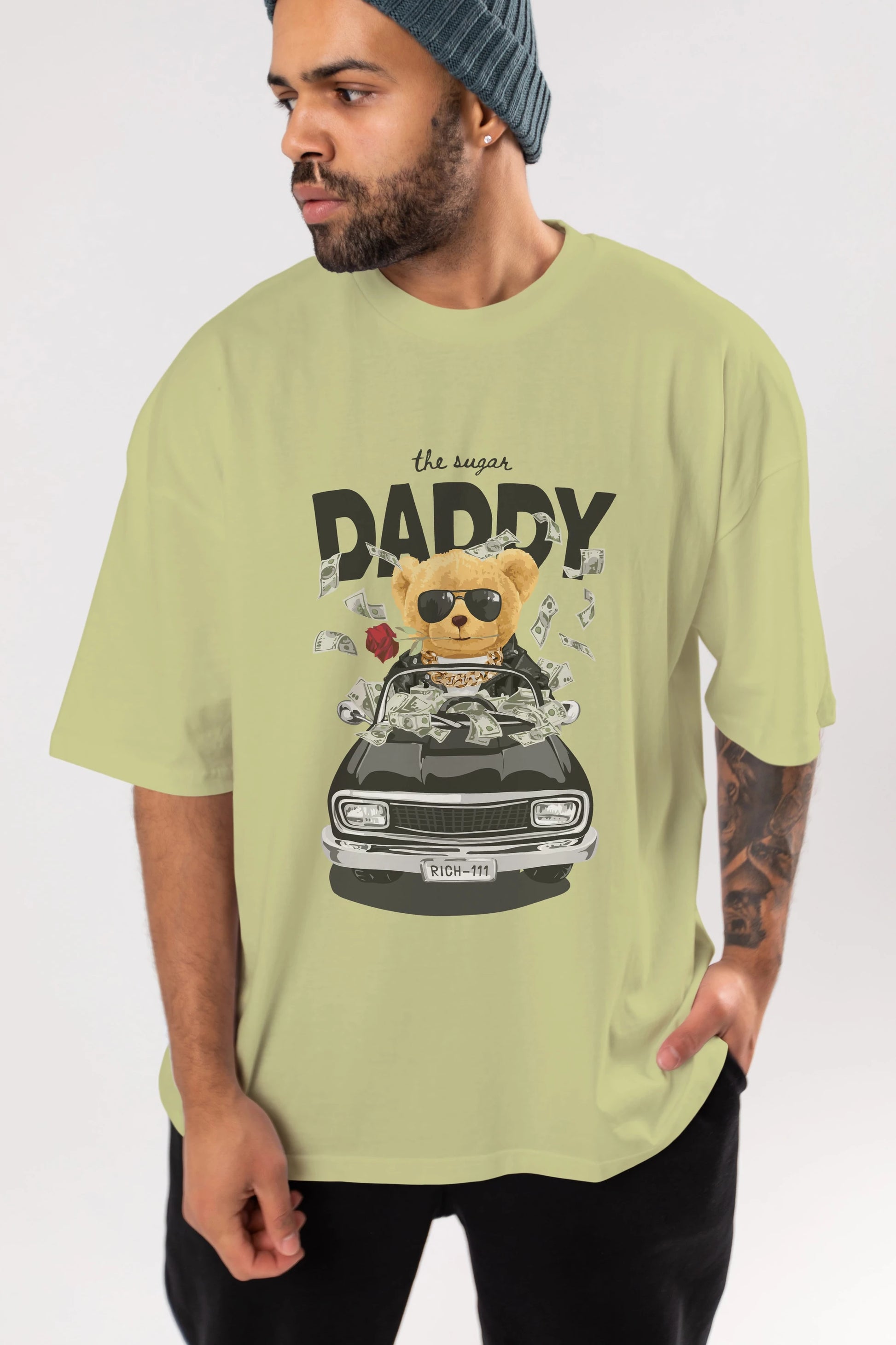 Teddy Bear Daddy Ön Baskılı Oversize t-shirt Erkek Kadın Unisex %100 Pamuk