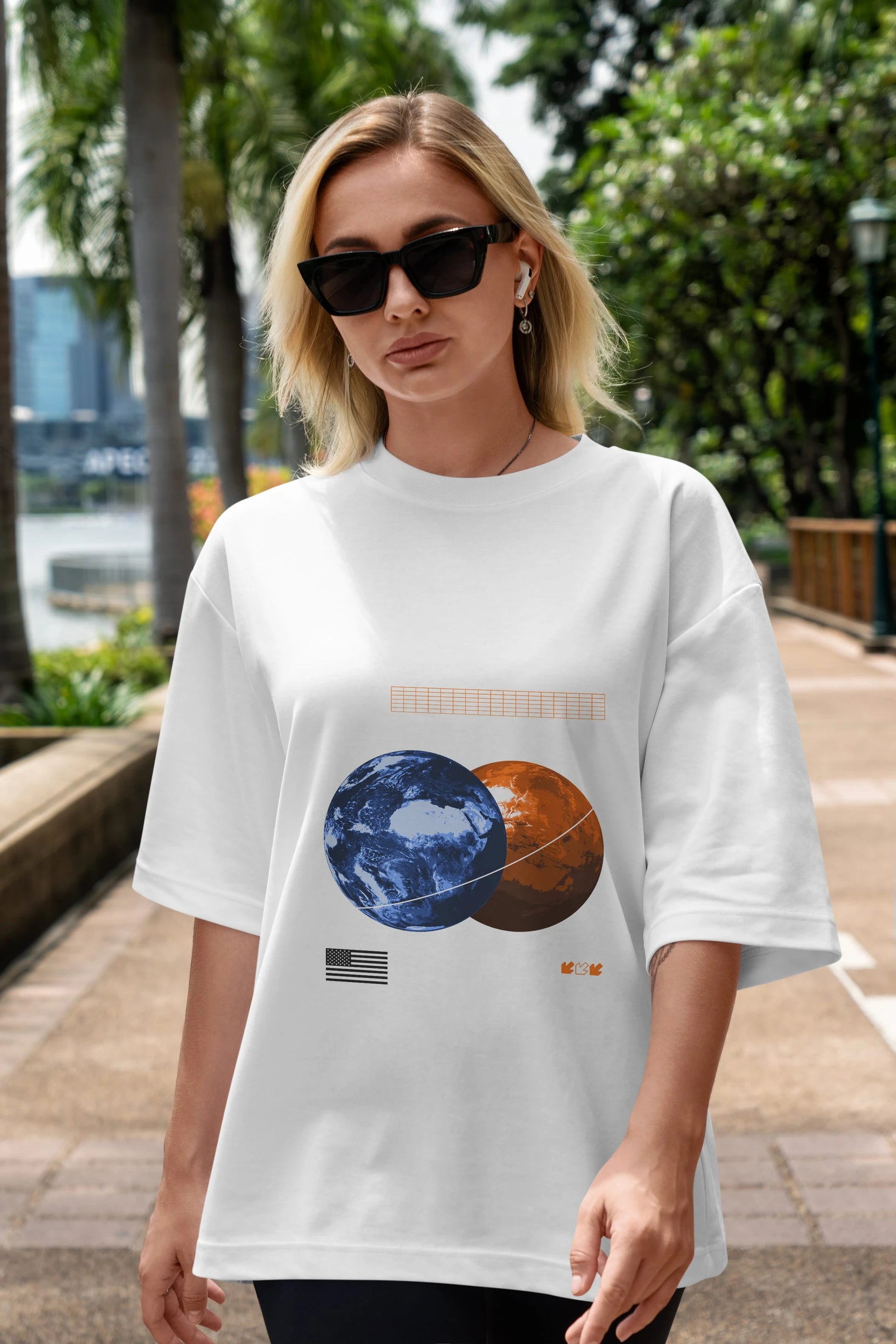 Space Our Ön Baskılı Oversize t-shirt Erkek Kadın Unisex