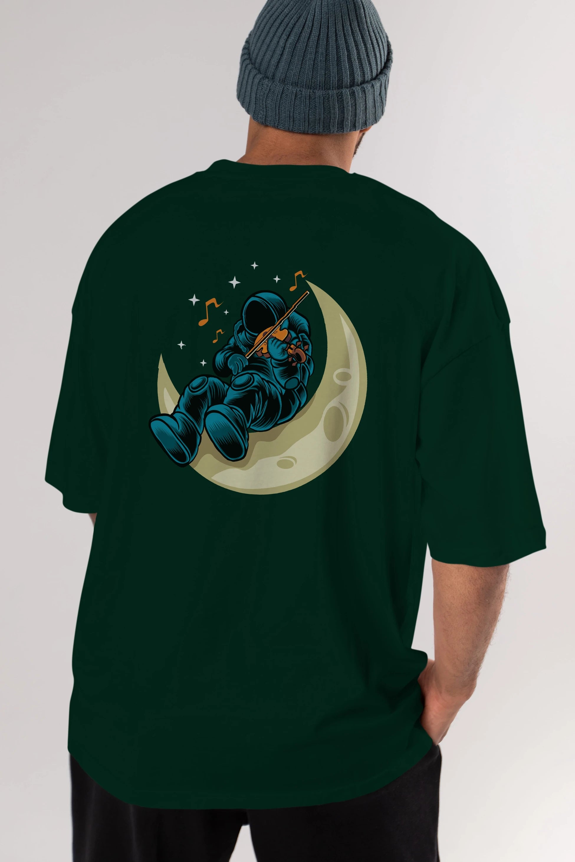 Playing Vionist in Space Arka Baskılı Oversize t-shirt Erkek Kadın Unisex