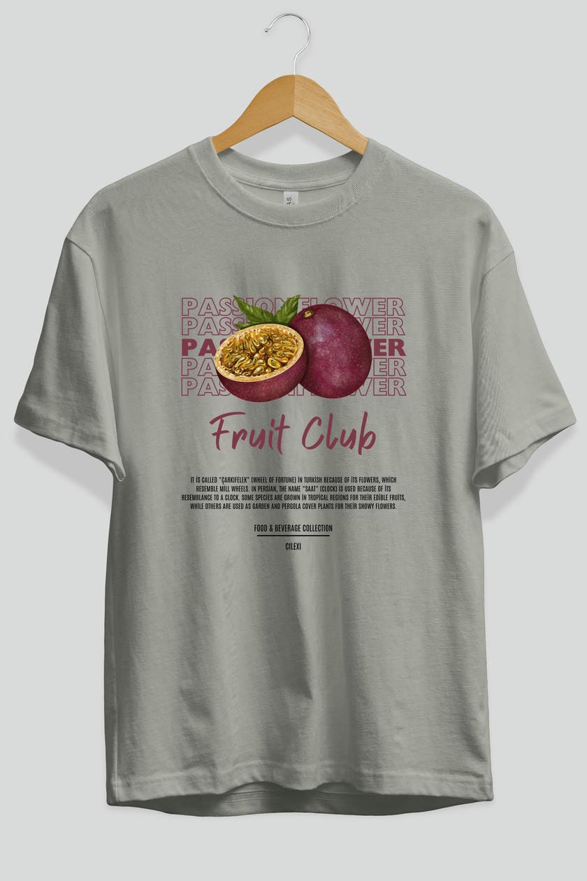 Passionflower Ön Baskılı Oversize t-shirt Erkek Kadın Pamuk Bisiklet Yaka tişort