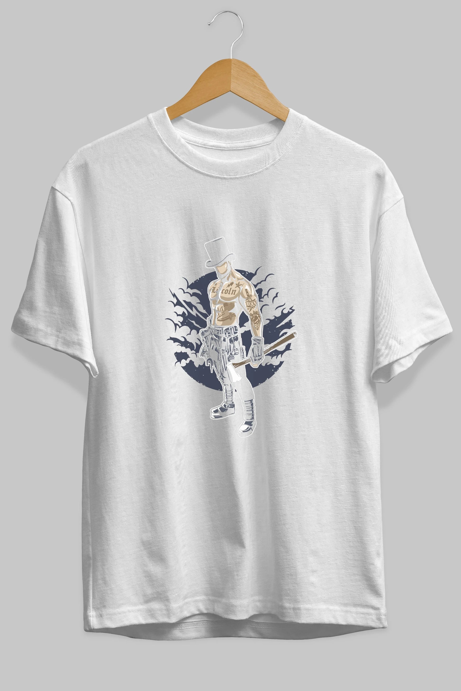 Lincoln Ön Baskılı Oversize t-shirt Erkek Kadın Unisex %100 Pamuk tişort